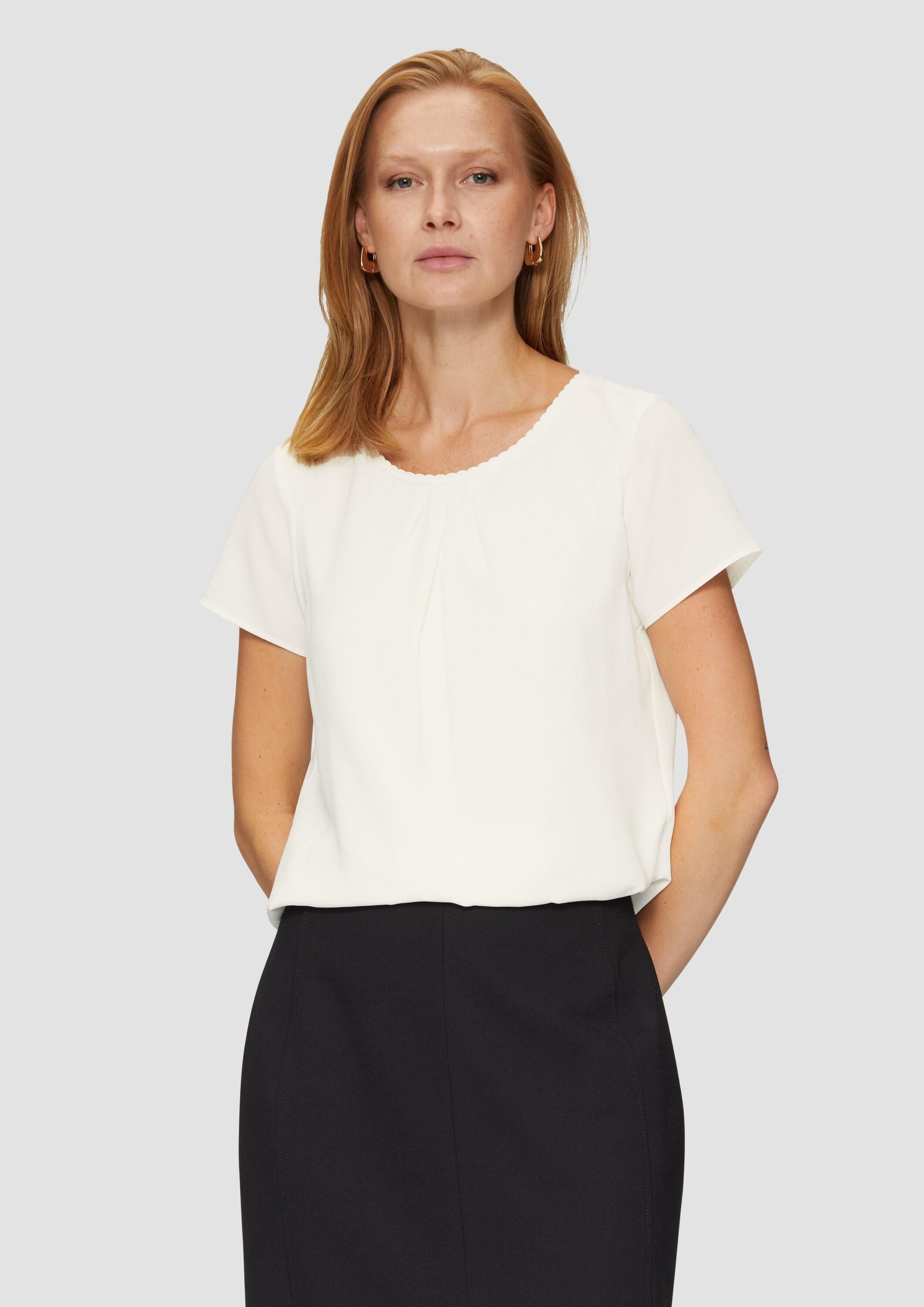 s.Oliver Kurzarmbluse Bluse Bluse mit Schmuckkante