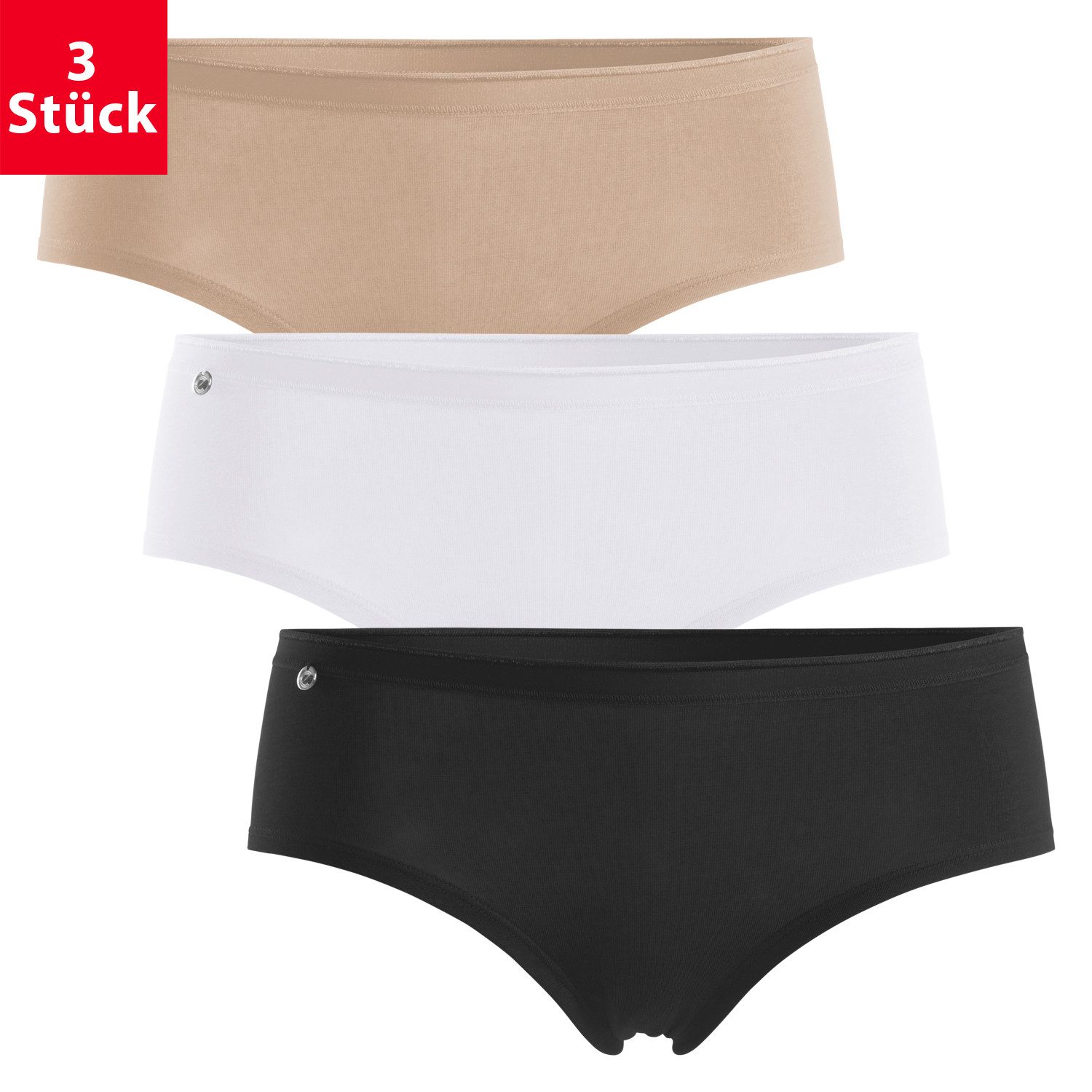 celodoro Panty Damen Basic Panty (3er Pack) Hipster Slip mit Zier-Logo