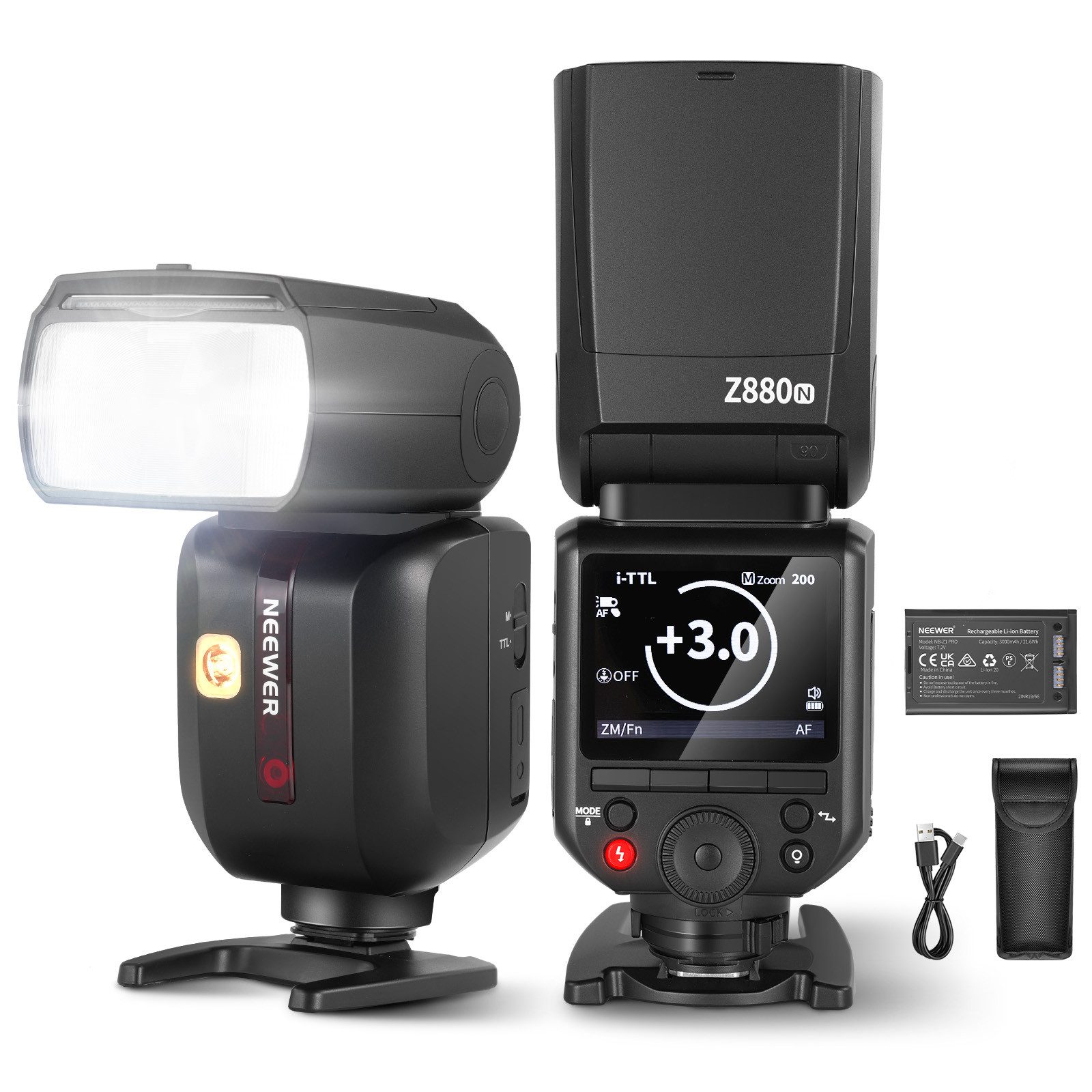 Neewer Z880-N 2,4G 76Ws TTL Blitzgerät für Nikon, 1/8000s HSS 3000mAh Blitze Blitzgerät, (kompatibel mit Godox, TTL/M Schnellschalter TCM Taste Volle Leistung)
