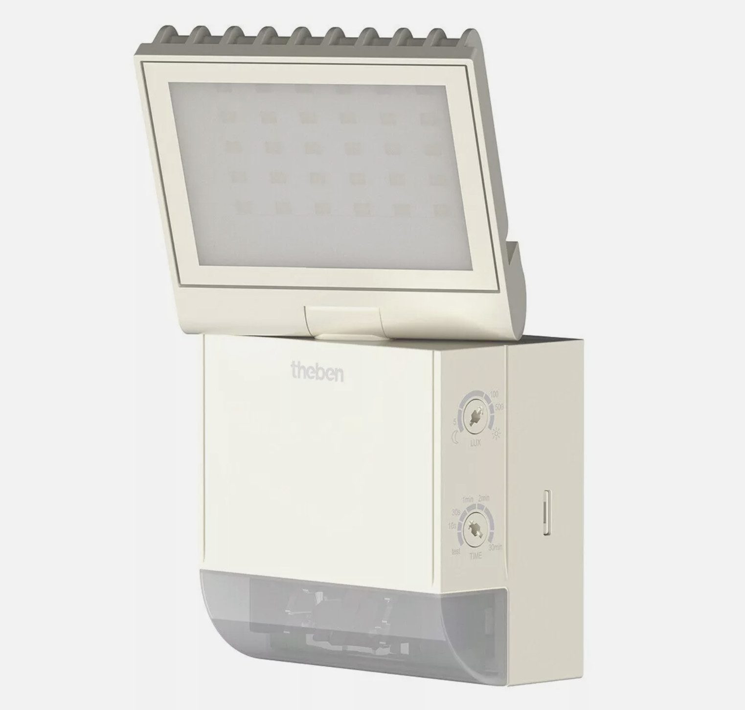 theben LED Wandstrahler LED-Wandleuchte theLeda S8-100 WH 1020800, horizontal um ± 40° drehbar / 70° nach unten schwenkbar, Wandbeleuchtung möglich, 180° Erfassung, 10 m Reichweite, LED fest eingebaut, neutralweiß, außen, integrierter Bewegungsmelder, 8,5 W, weiß