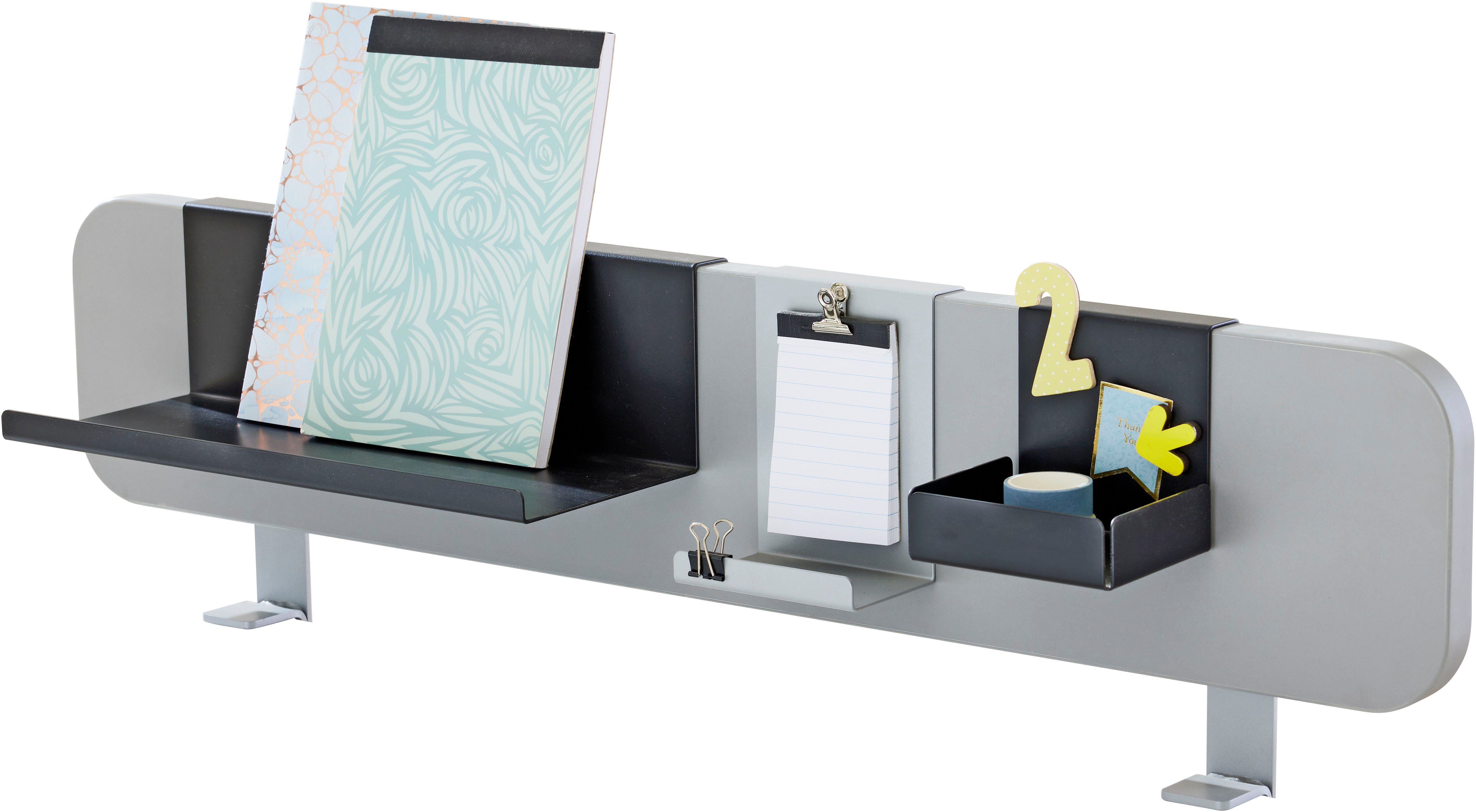 PAIDI Schreibtischaufsatz Funktionsboard in verschiedenen Ausführungen, (B/H/T ca. 81x16x2cm), inklusive 3 Einhängeschalen aus Metall