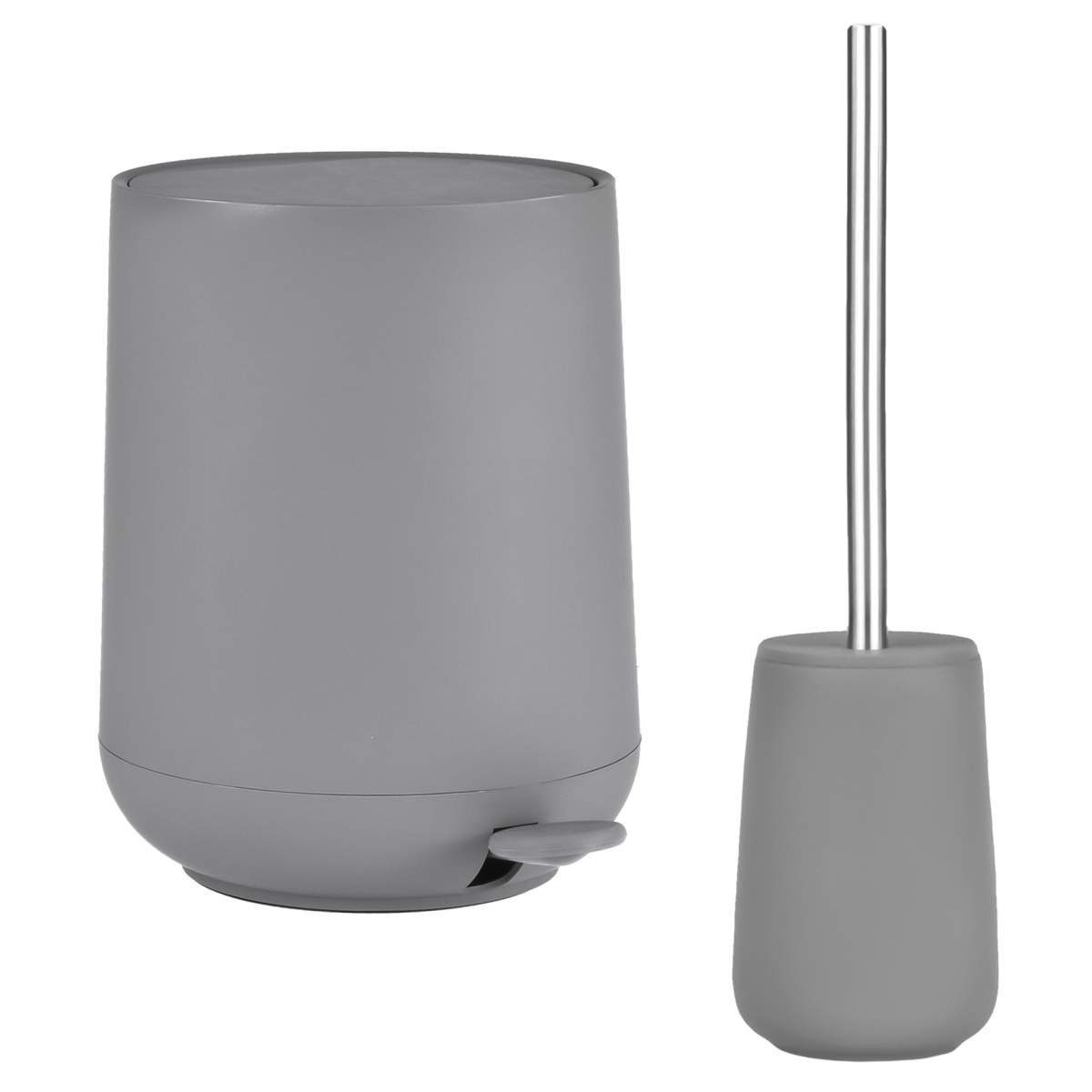 Zone Denmark Badaccessoire-Set "Nova" matt, skandinavisch, matte Oberfläche, Spar-Set, 2 tlg., Pedaleimer 5 Liter mit leisem Deckel und Toilettenbürste