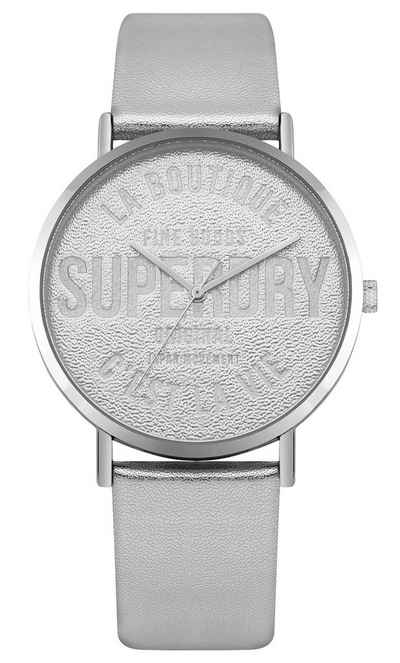 Superdry Quarzuhr, Superdry Damen Analog Quarz Uhr mit Leder Armband SYL251S