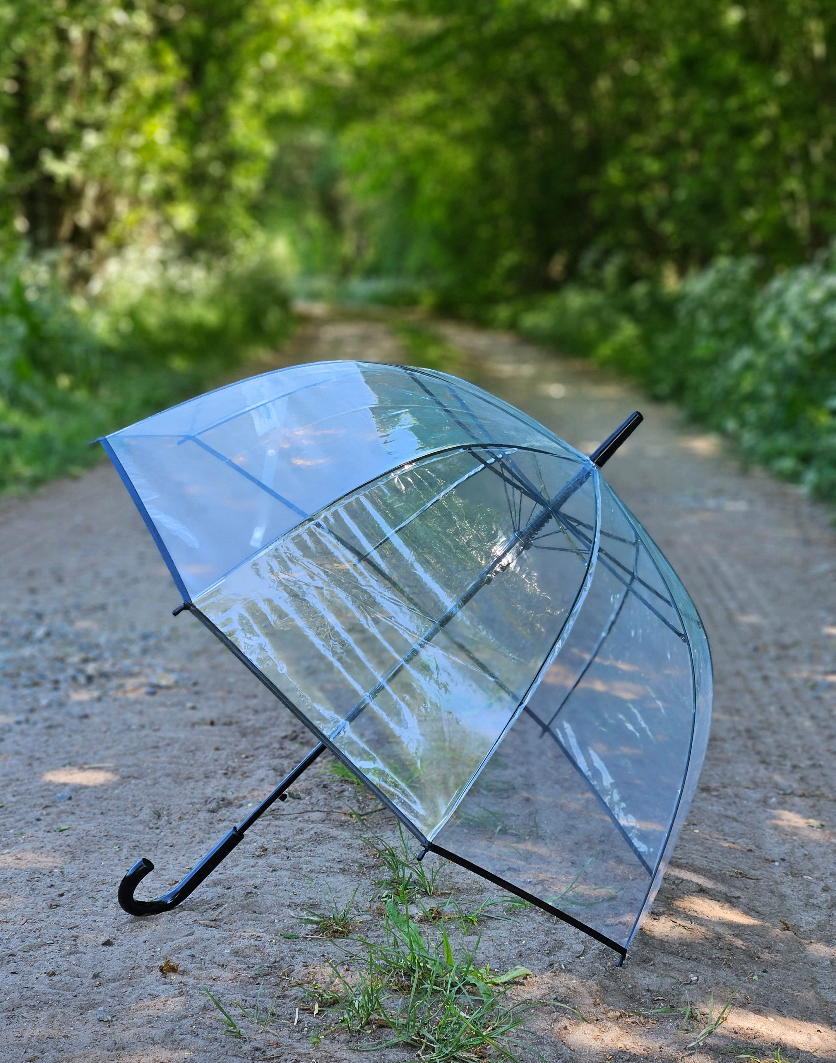 Meinposten Stockregenschirm Regenschirm Glockenschirm Glockenform transparent Ø 85 cm