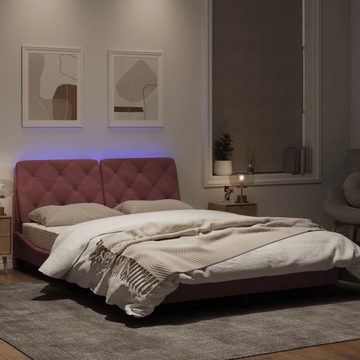 vidaXL Bett Bettgestell mit LED-Leuchten Rosa 120x200 cm Samt