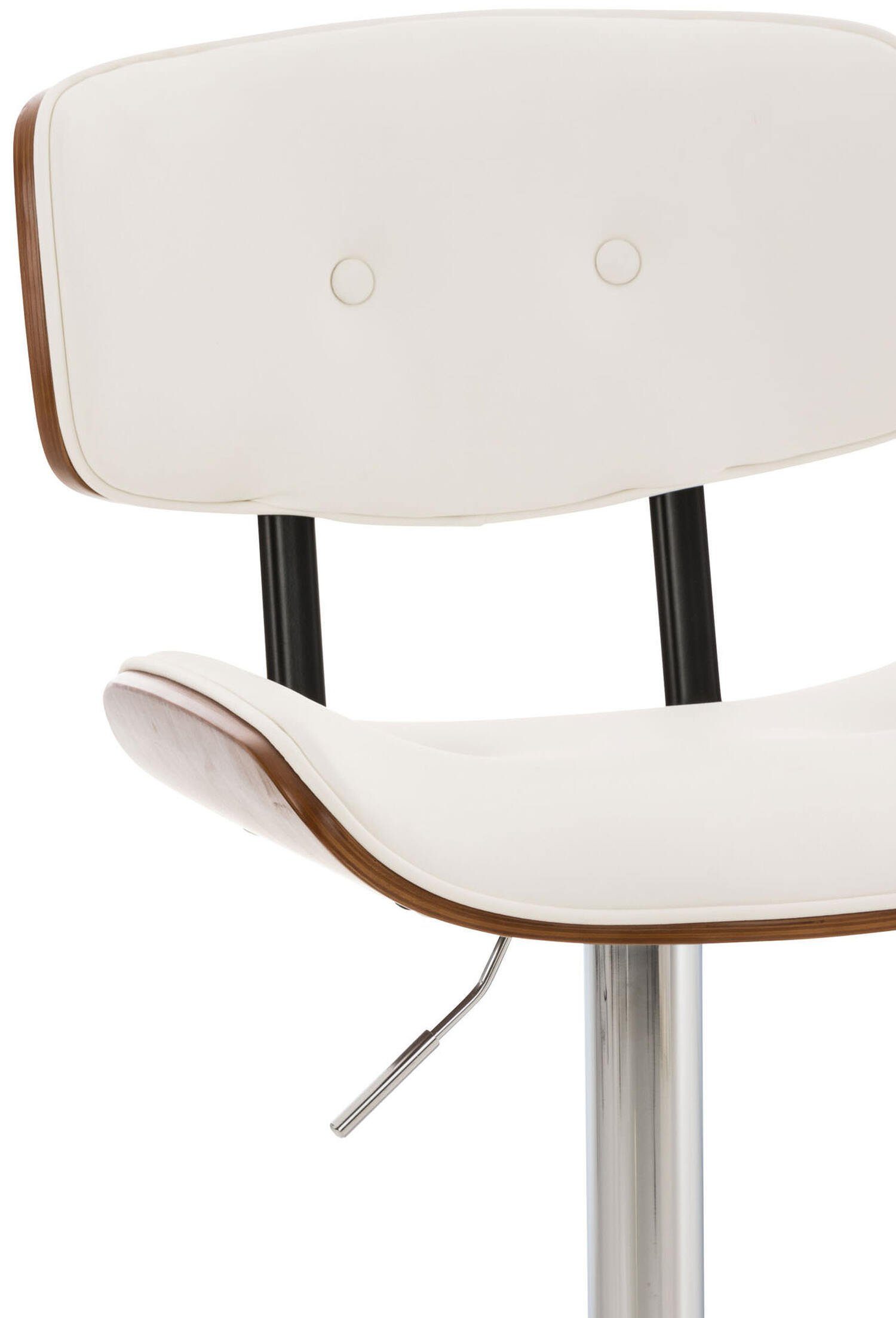 TPFLiving Barhocker Sarnico mit Sitzfläche bequemer Weiß Theke Gestell Sitzfläche: Hocker und - 360° angenehmer - & chrom (Barstuhl Küche für drehbar), Metall Kunstleder Fußstütze Rückenlehne