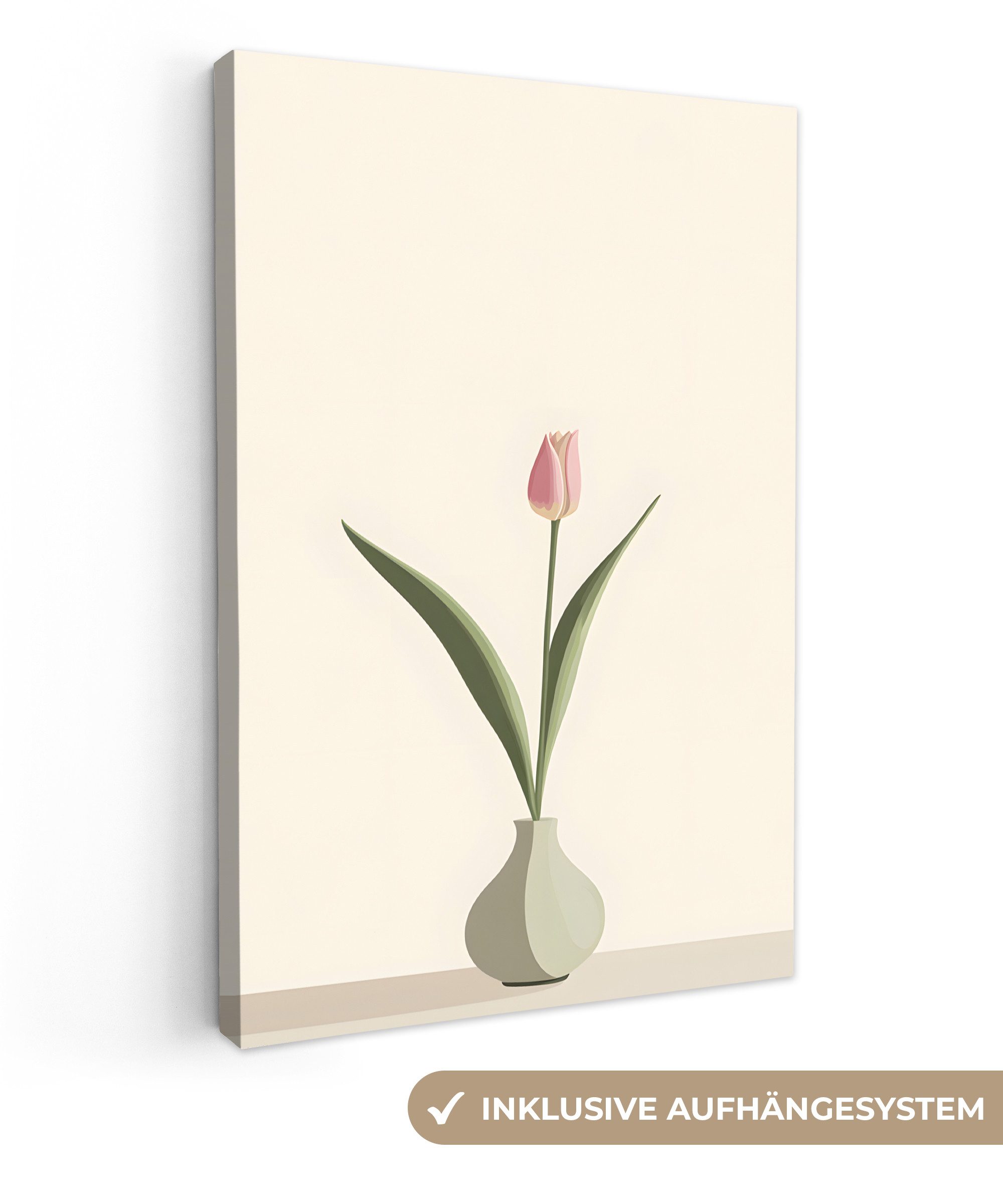 OneMillionCanvasses® Leinwandbild Tulpe - Vase - Beige, Fotodruck (1 St), L günstig online kaufen