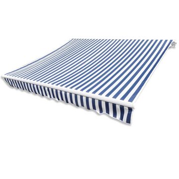 furnicato Markise Markisenbespannung Canvas Blau & Weiß 4x3 m (ohne Rahmen)