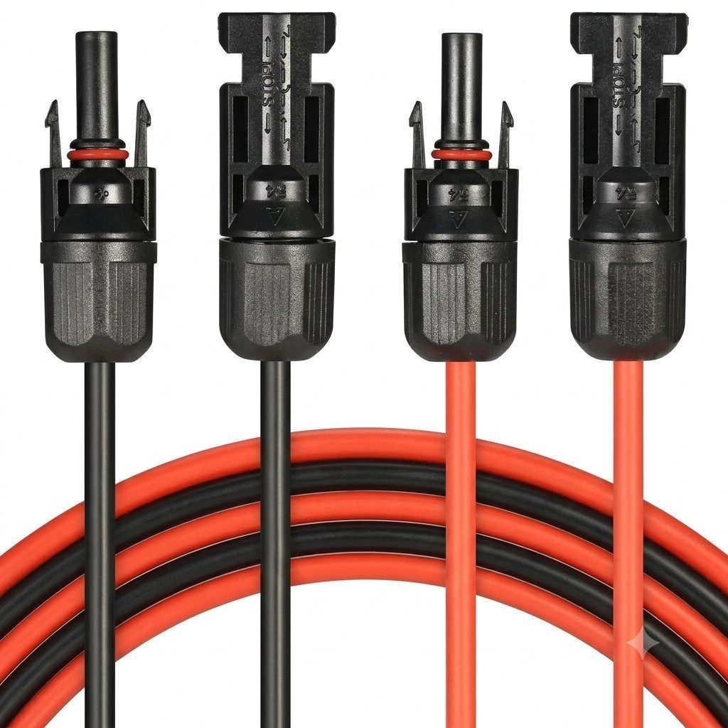 solartronics Doppelpack 4mm² Solar Verlängerungskabel mit Solarstecker Rot/Schwarz Solarkabel, (50 cm)