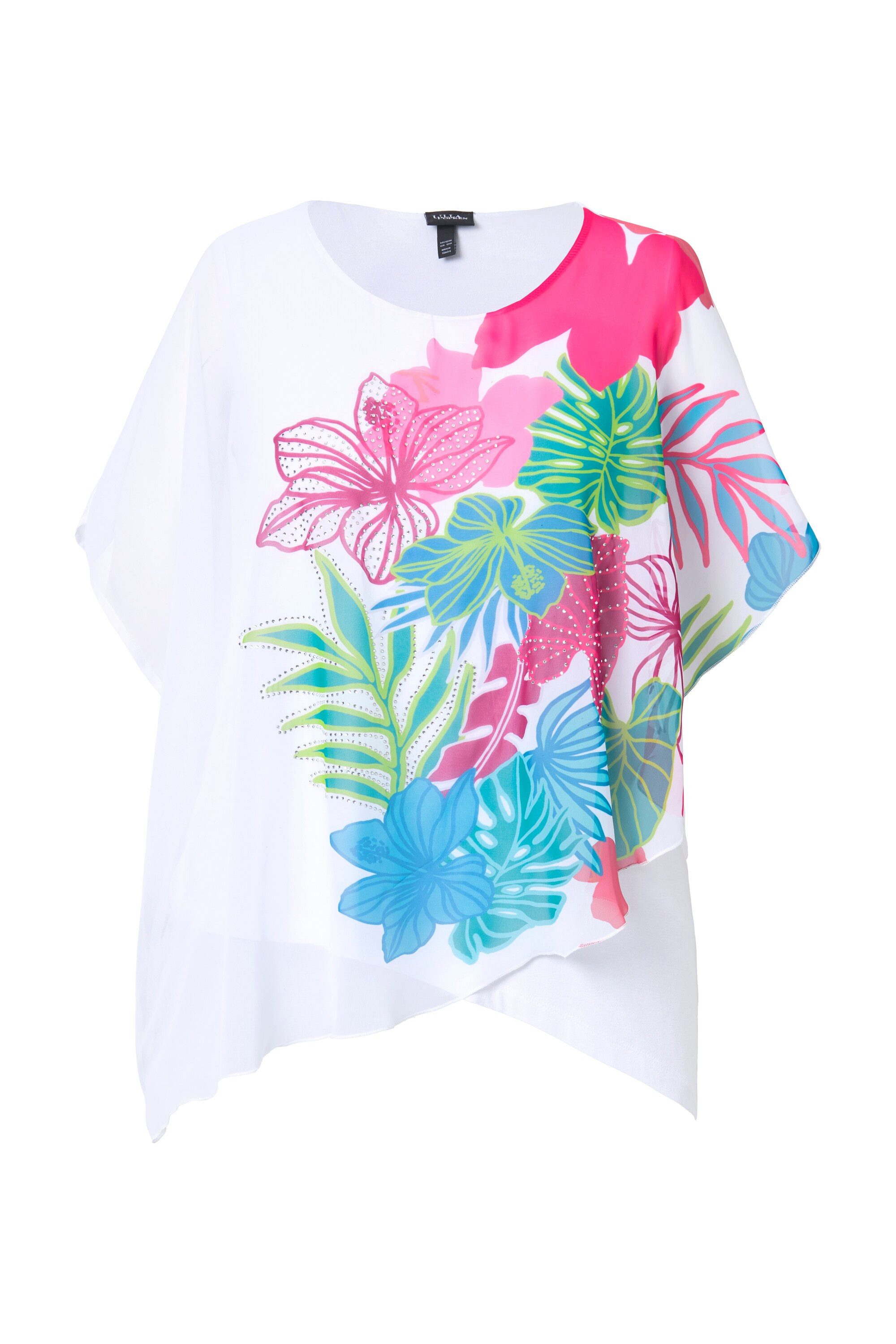 Ulla Popken Tunika Tunika doppellagig Rundhals Halbarm günstig online kaufen