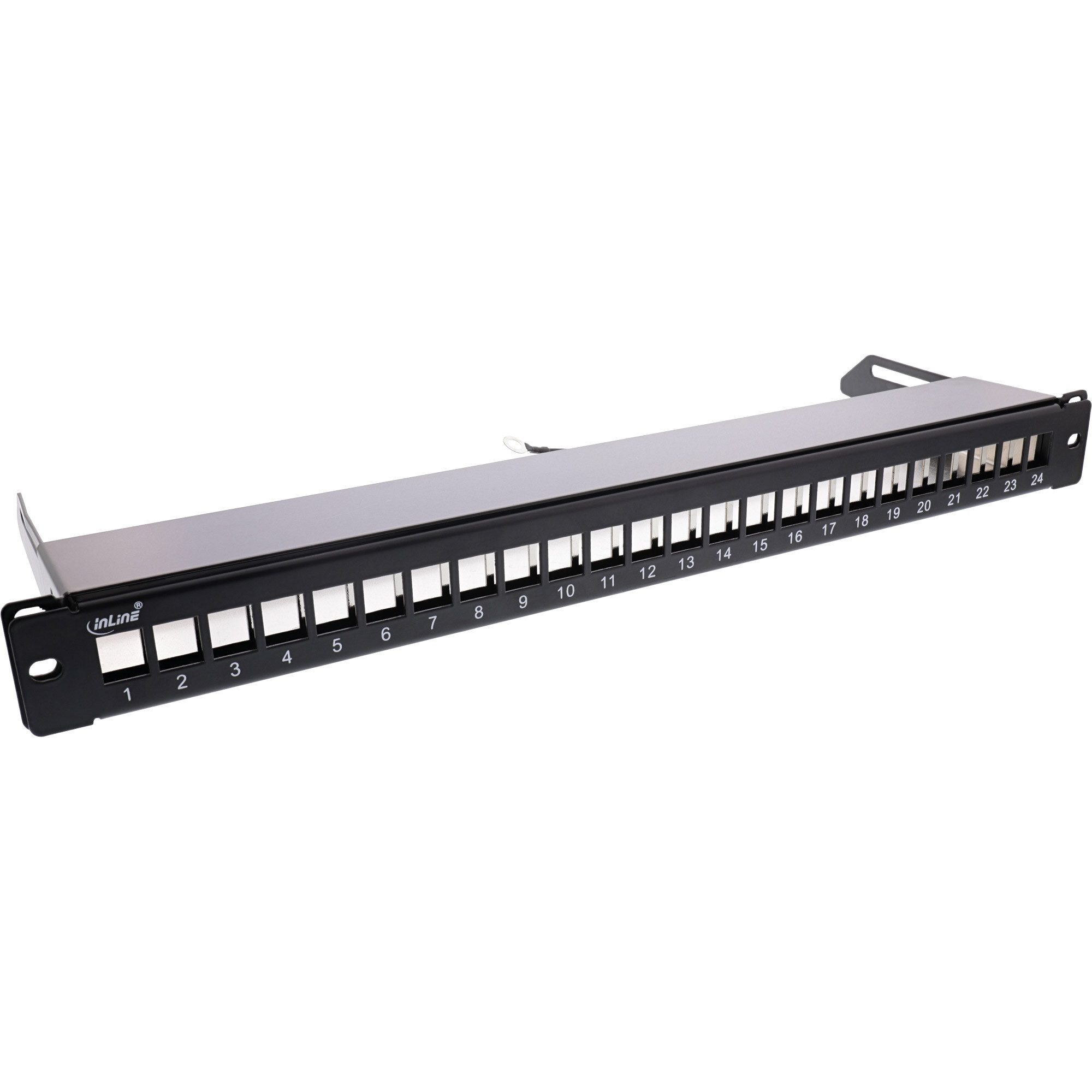 24-fach, Keystone Leerblech Patchpanel mit Auszug, 19", 1HE Netzwerk-Patch-Panel