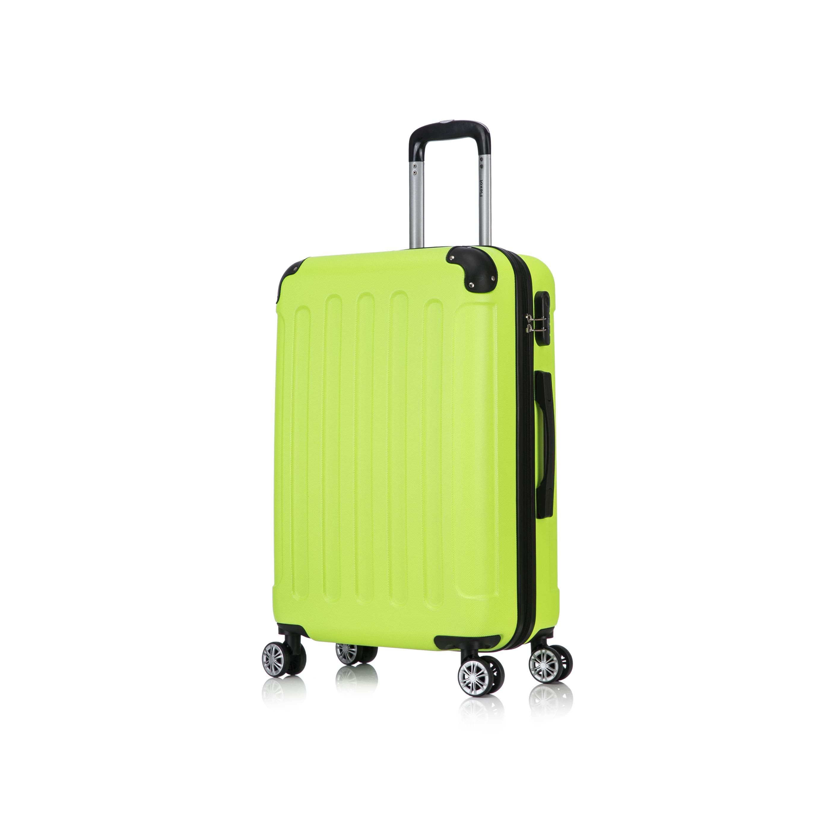 Flexot Hartschalen-Trolley F-2045 Kofferset, 360° Rollen, robuster Reisekoffer, Bordcase, 4 Rollen, Robuster und moderner Koffer mit vier 360° Rollen und Zahlenschloss