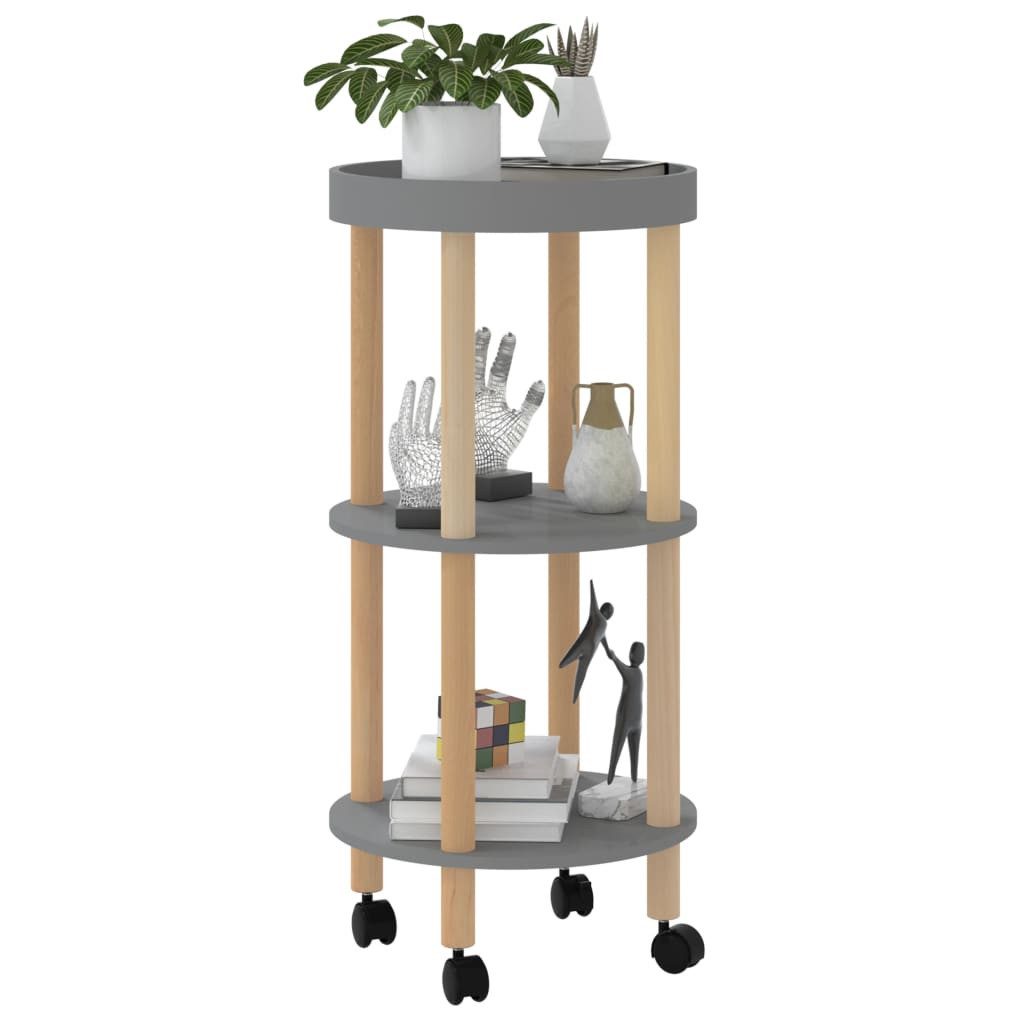vidaXL Küchenwagen Servierwagen 3 Etagen Grau 38x38x82cm Holzwerkstoff Kiefernholz