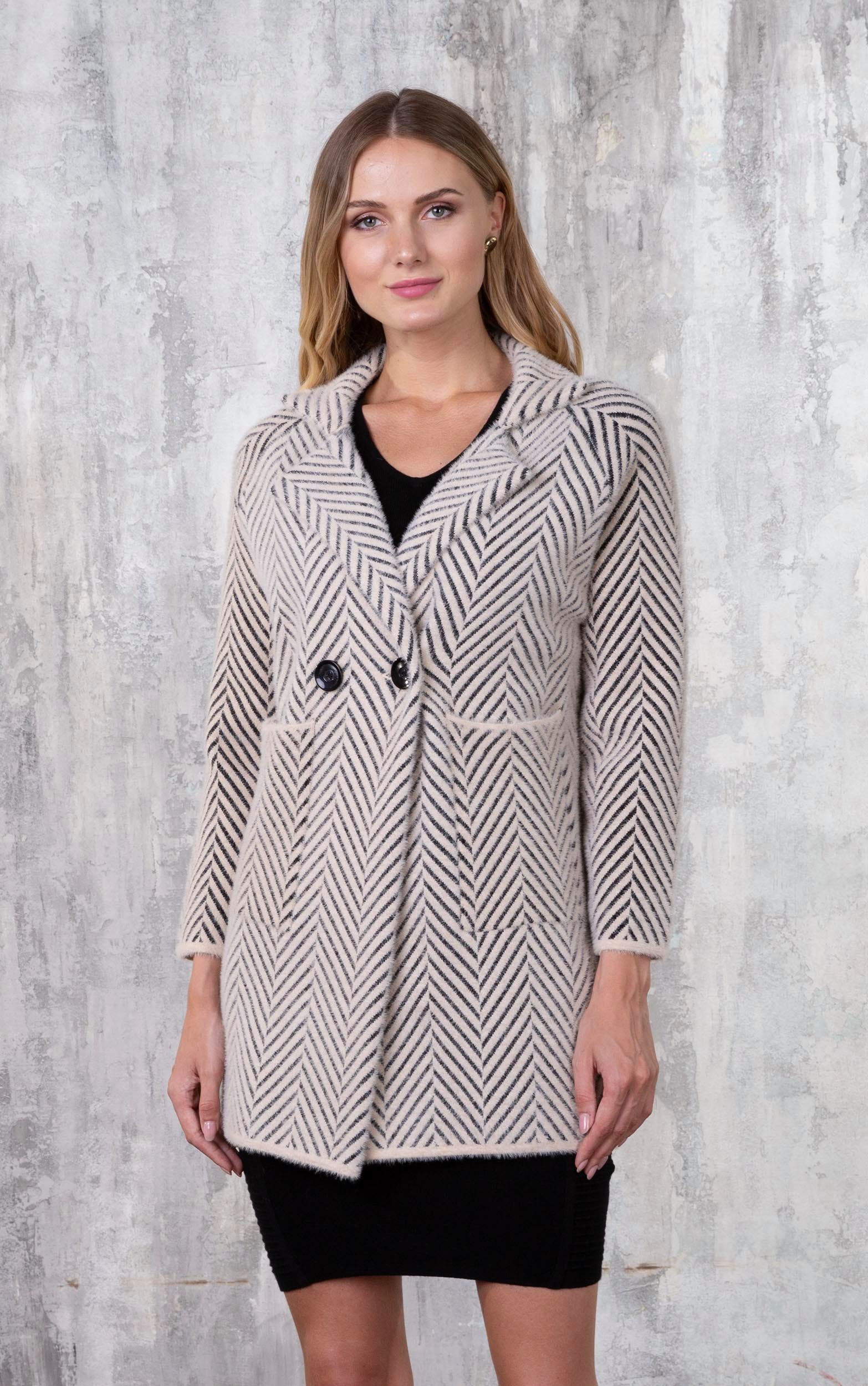 Passioni Kurzmantel Übergangsmantel mit Streifenmuster ohne Kapuze günstig online kaufen