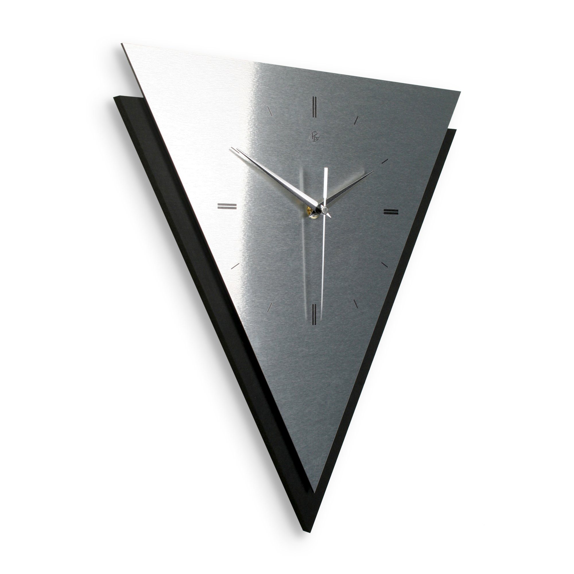 Kreative Feder Wanduhr Dreieckige 3D Designer-Wanduhr „Silver“ in modernem günstig online kaufen