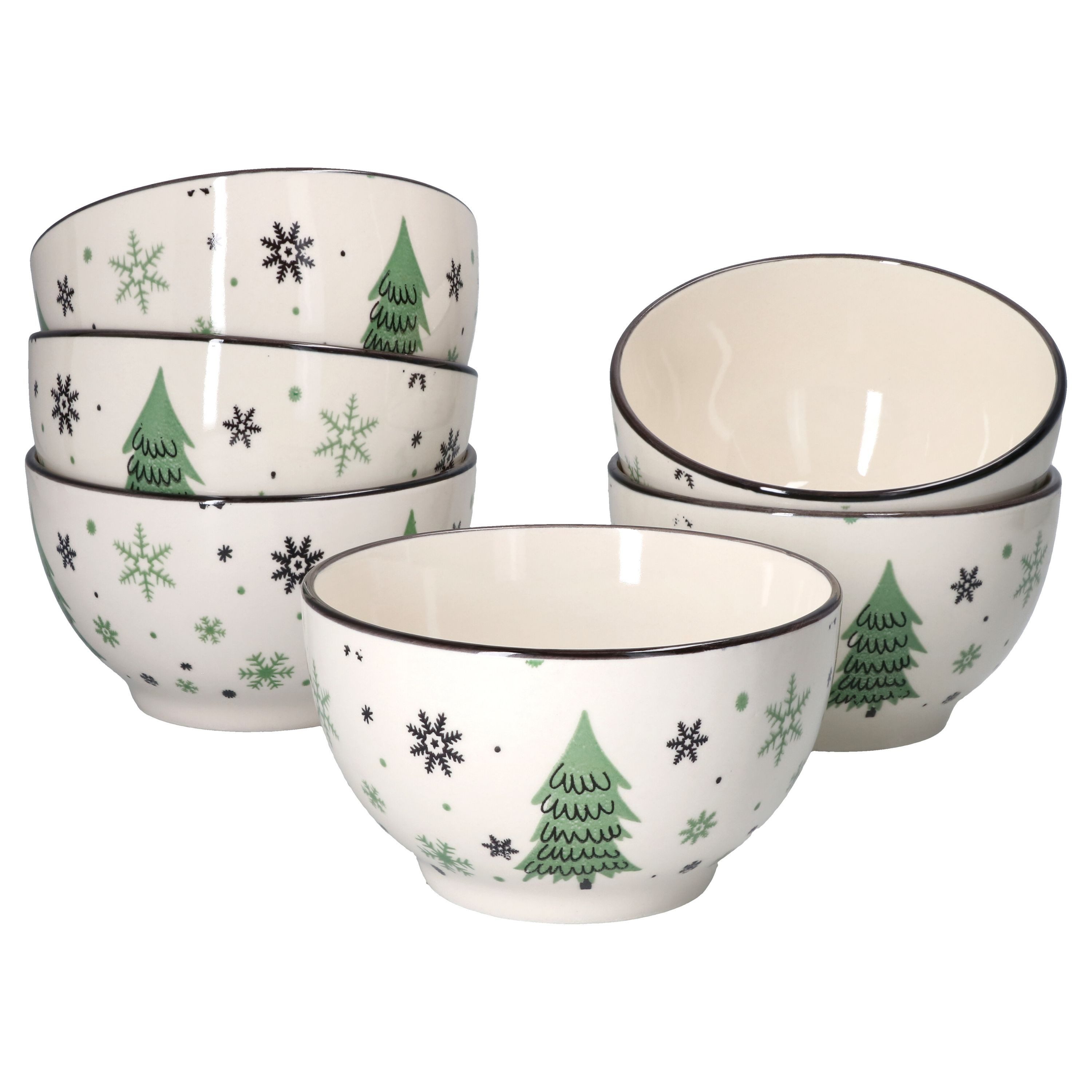 MamboCat Müslischale 6er Set Gebäckschale Weihnachtsbaum 14cm - 23105718, Steingut