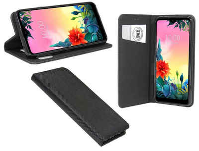 cofi1453 Handyhülle Hülle Tasche für LG K50S, Kunstleder Schutzhülle Handy Wallet Case Cover mit Kartenfächern, Standfunktion Schwarz