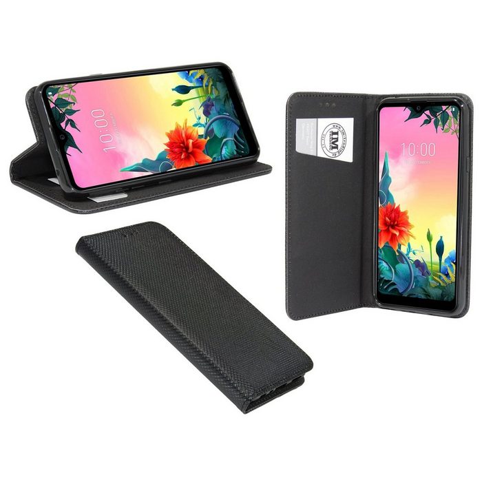 cofi1453 Handyhülle Hülle Tasche für LG K50S Kunstleder Schutzhülle Handy Wallet Case Cover mit Kartenfächern Standfunktion Schwarz