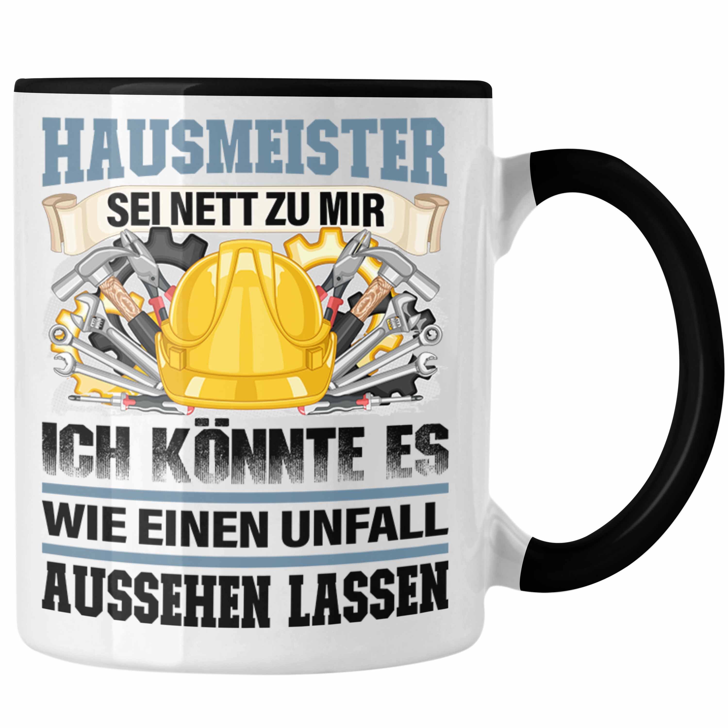 Trendation Tasse Trendation - Hausmeister Tasse Geschenk Lustiger Spruch für Facility M Schwarz