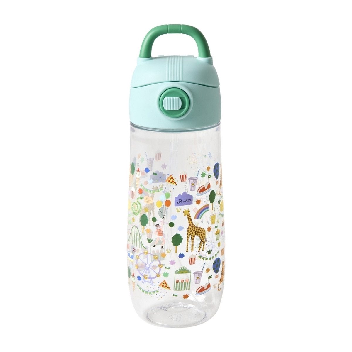 rice Trinkflasche Kinder Trinkflasche 550 ml Klickverschluss Trinkhalm BPA-frei Grün