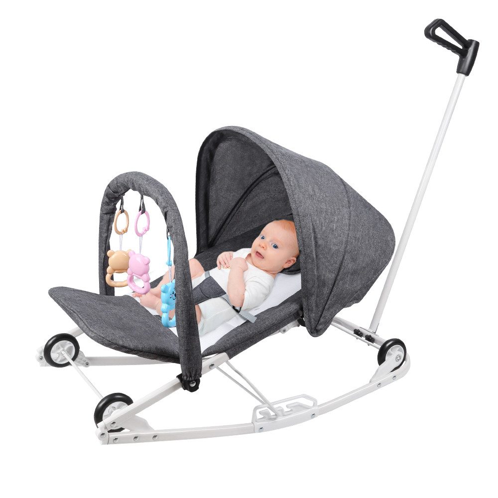 JEOBEST Babywippe 2 in 1 Kinderwagen Babyliege mit Spielbügel, Anti-Rutsch-Elemente, ab der Geburt bis 9kg