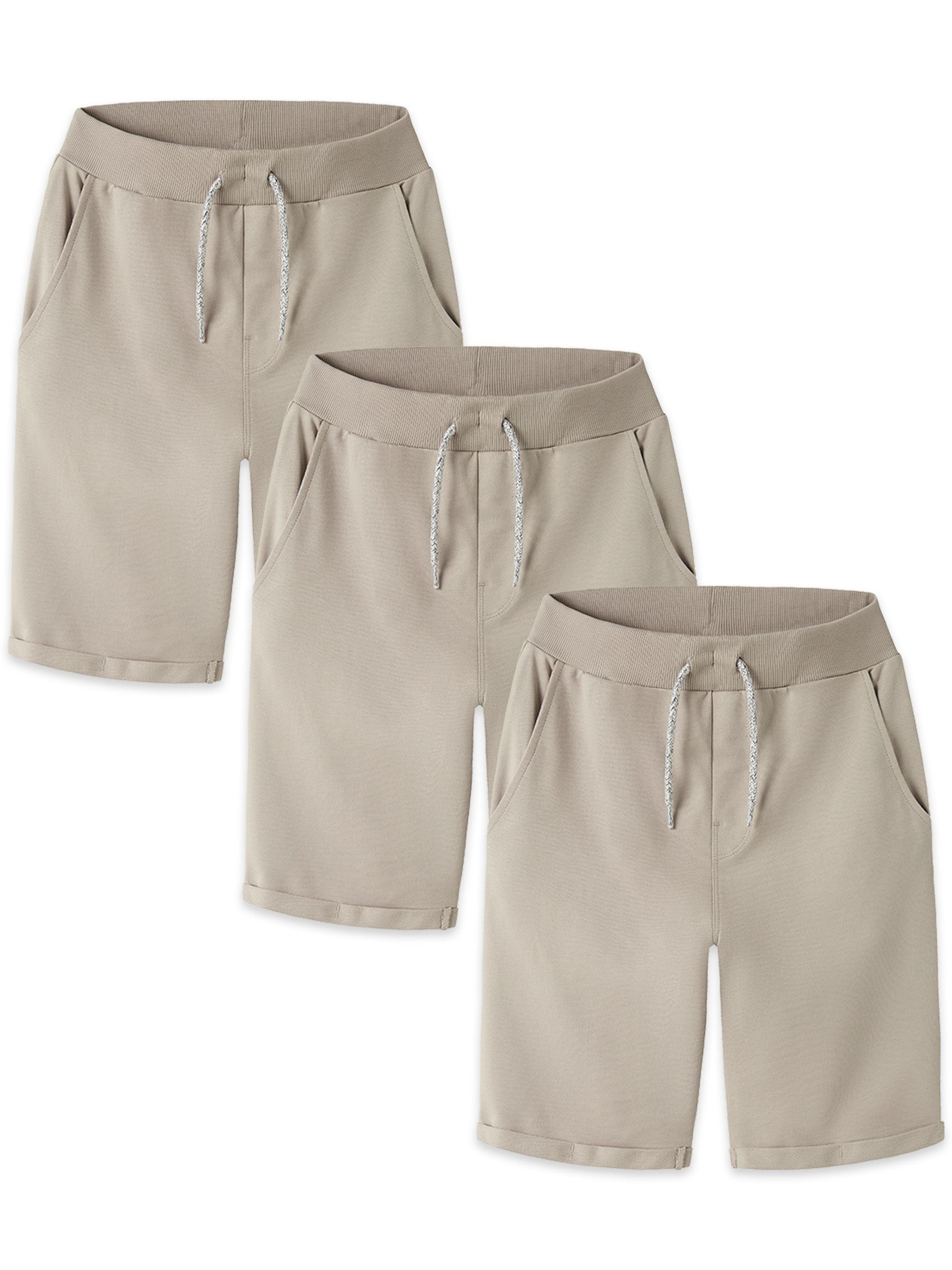 Name It Shorts Elastischer Bund Kordelzug Umschlagsaum Komfort Alltag für Jungen (3-tlg) NKMVERMO LONG SWE SHORTS UNB F NOOS