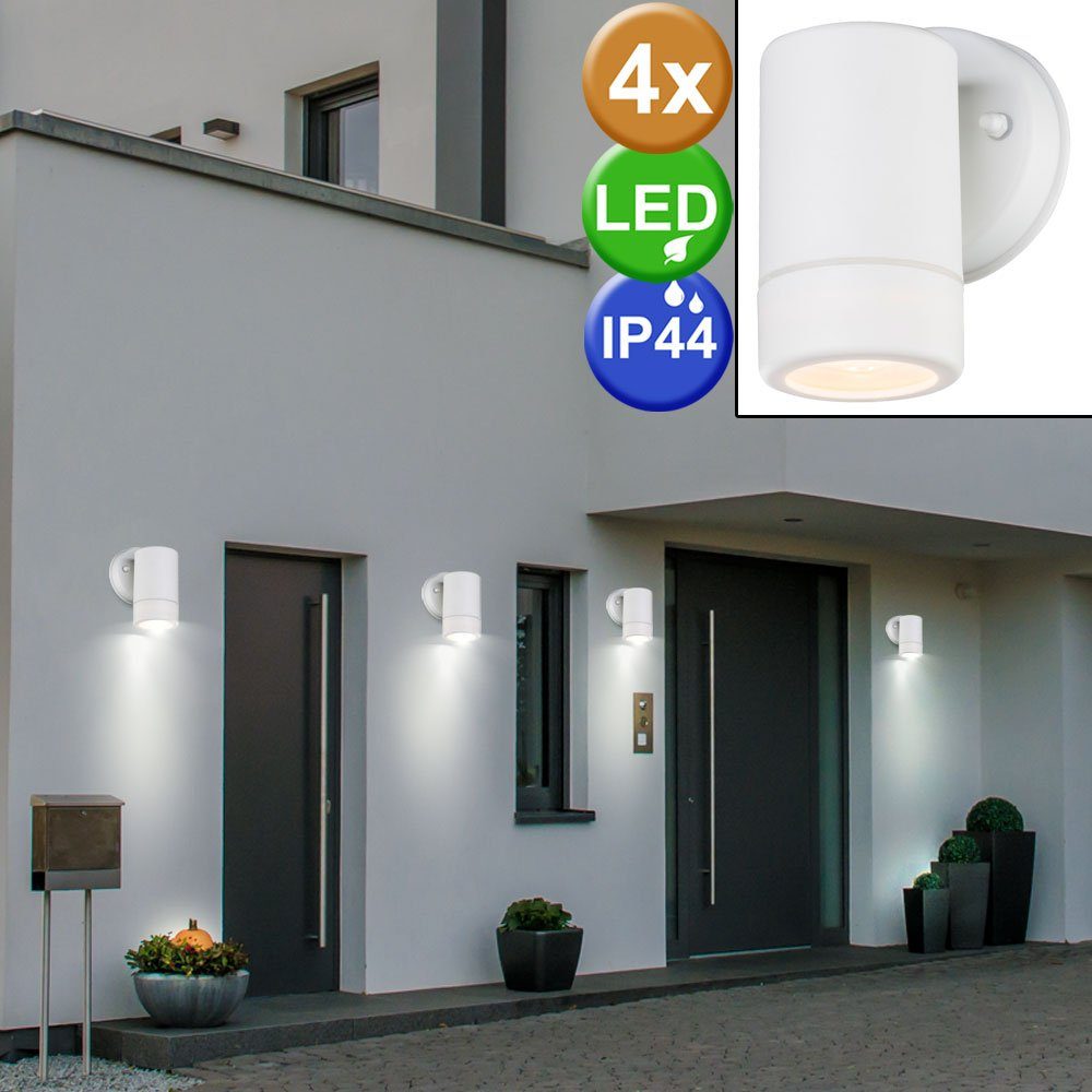 2024 beliebt etc-shop Außen-Wandleuchte, Leuchtmittel Lampen Veranda Balkon Bereich DOWN 4x LED Strahler Wand Leuchten Außen inklusive, Neutralweiß