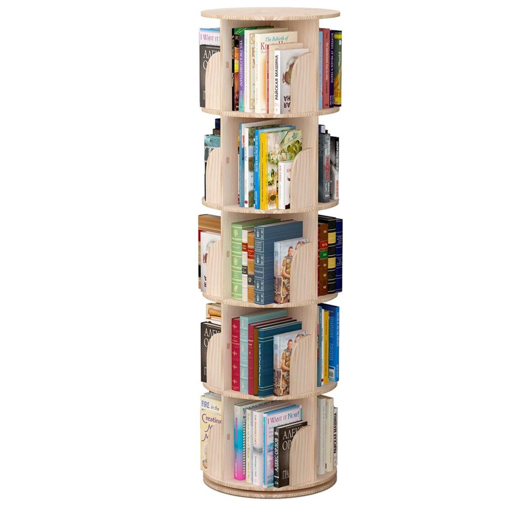 NUODWELL Bücherregal 4/5 Etagen Massivholz Drehbares Bücherregal Standregal günstig online kaufen