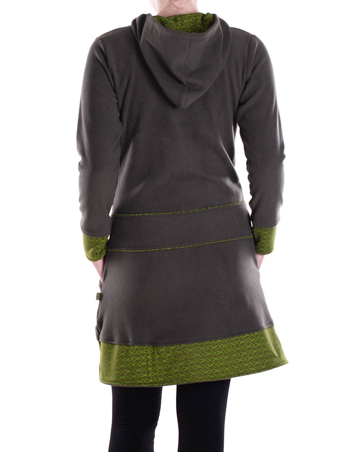Vishes Kapuzenfleecejacke Lange Kapuzenjacke Damen Fleece Hippiemantel Übergangsjacke Hippie, Hoodie Style, Alternative Bekleidung