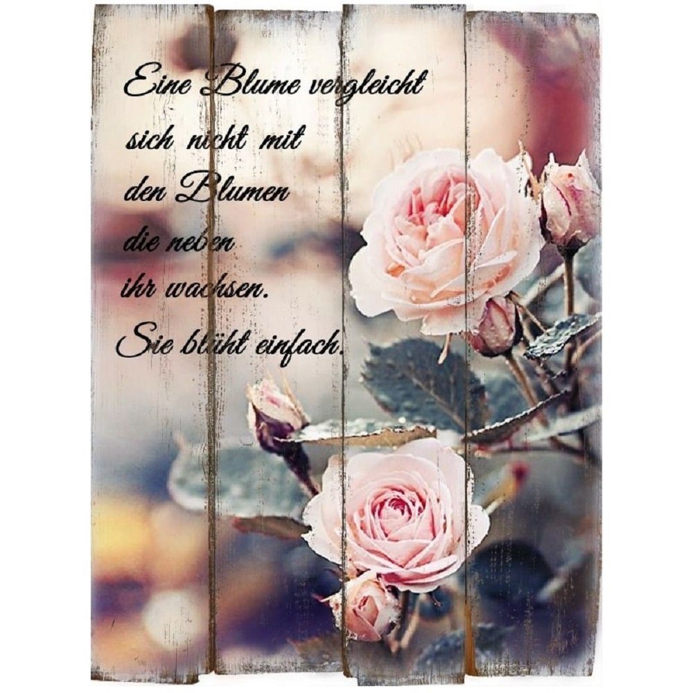 ThoKuToys Wanddekoobjekt Wandbild mit Spruch - Eine Blume vergleicht sich nicht ... (1 St)