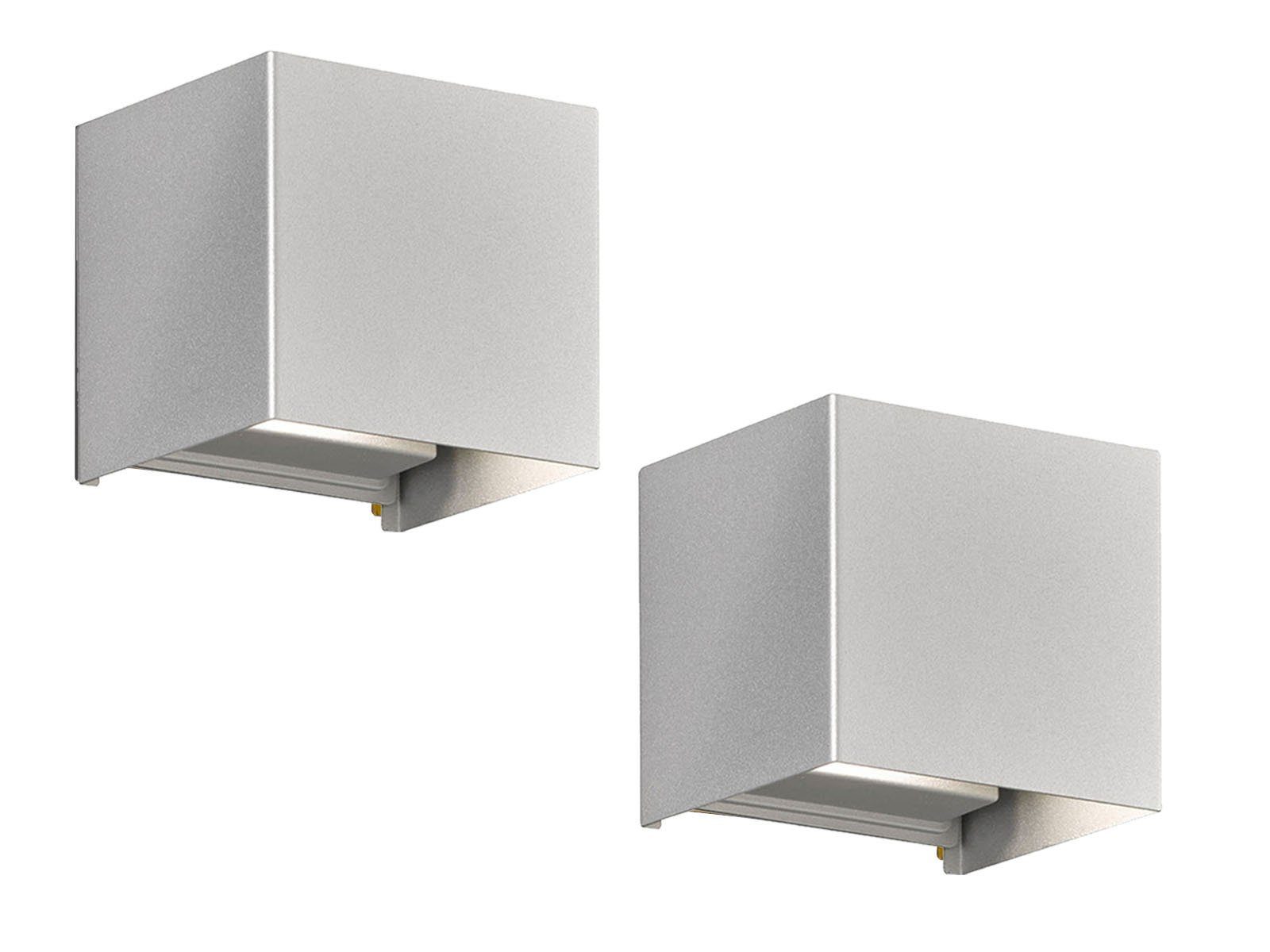 FISCHER & HONSEL LED Außen-Wandleuchte, IP 44, Lichtwinkel einstellbar, LED fest integriert, Warmweiß, 2er SET Außenleuchten & Wand-Beleuchtung Innen Treppen-Haus 10cm klein