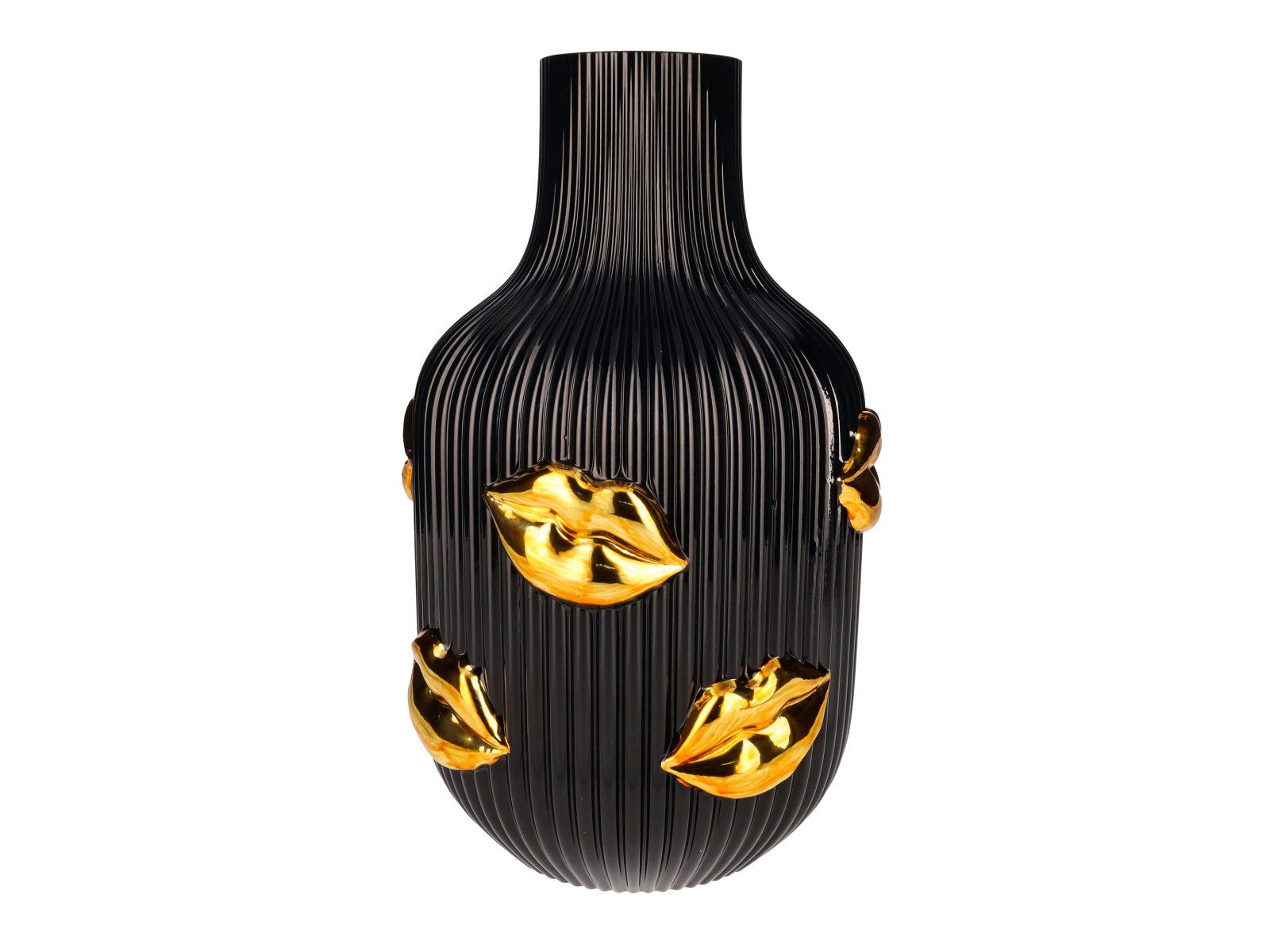 Giftcompany Dekovase L'amour Vase Lippen Gold schwarz 30cm (Vasen)