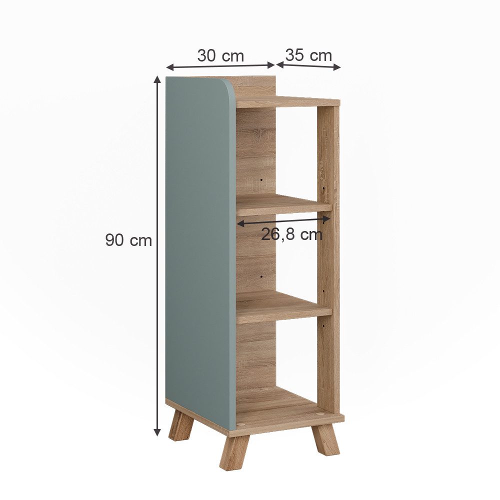 Vicco Midischrank Karen, Sonoma/Blau, 30 x 90 cm mit 4 Ablagen günstig online kaufen