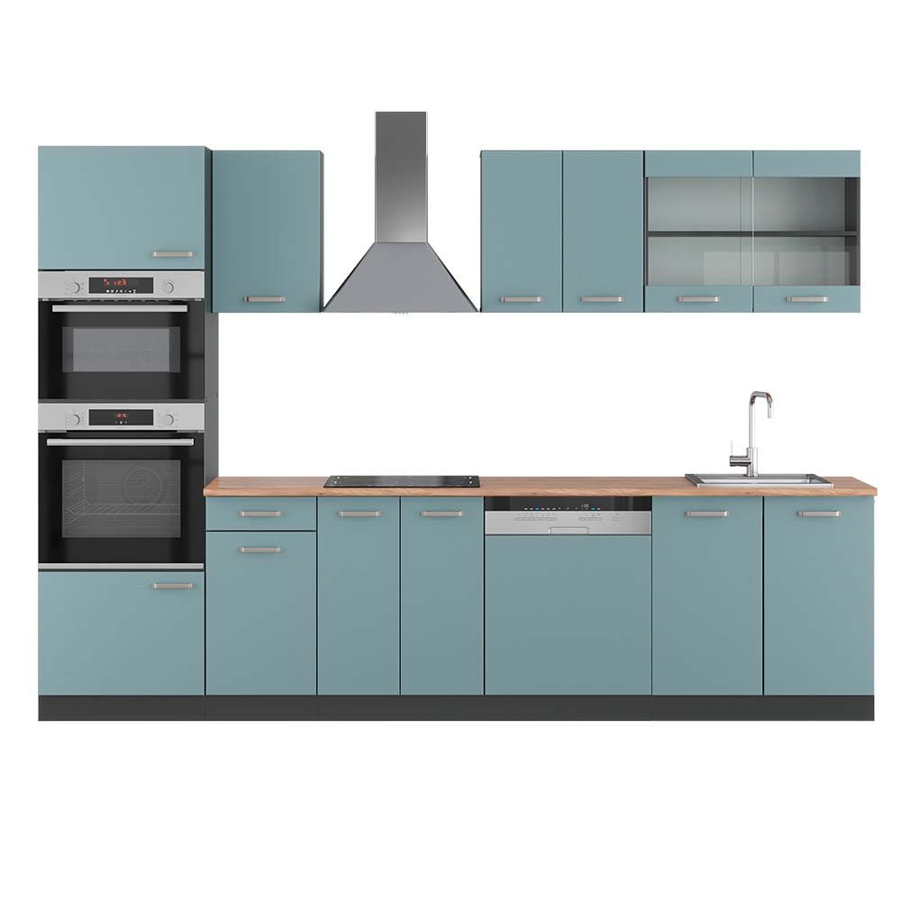 Vicco Küchenzeile R-Line, Blau-Grau/Anthrazit, 300 cm günstig online kaufen
