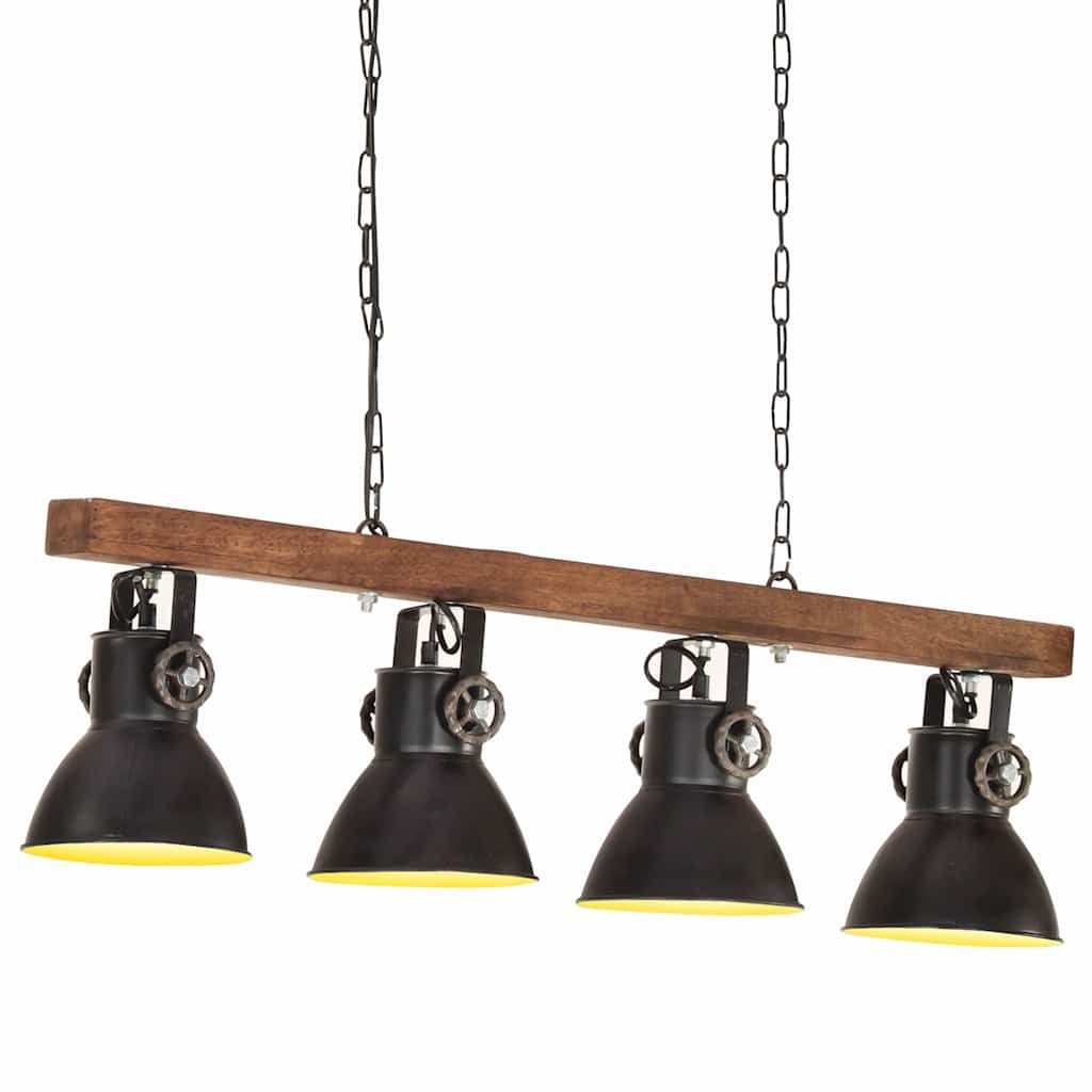 vidaXL Deckenleuchte vidaXL Deckenlampe Industriestil Schwarz E27 Mangoholz