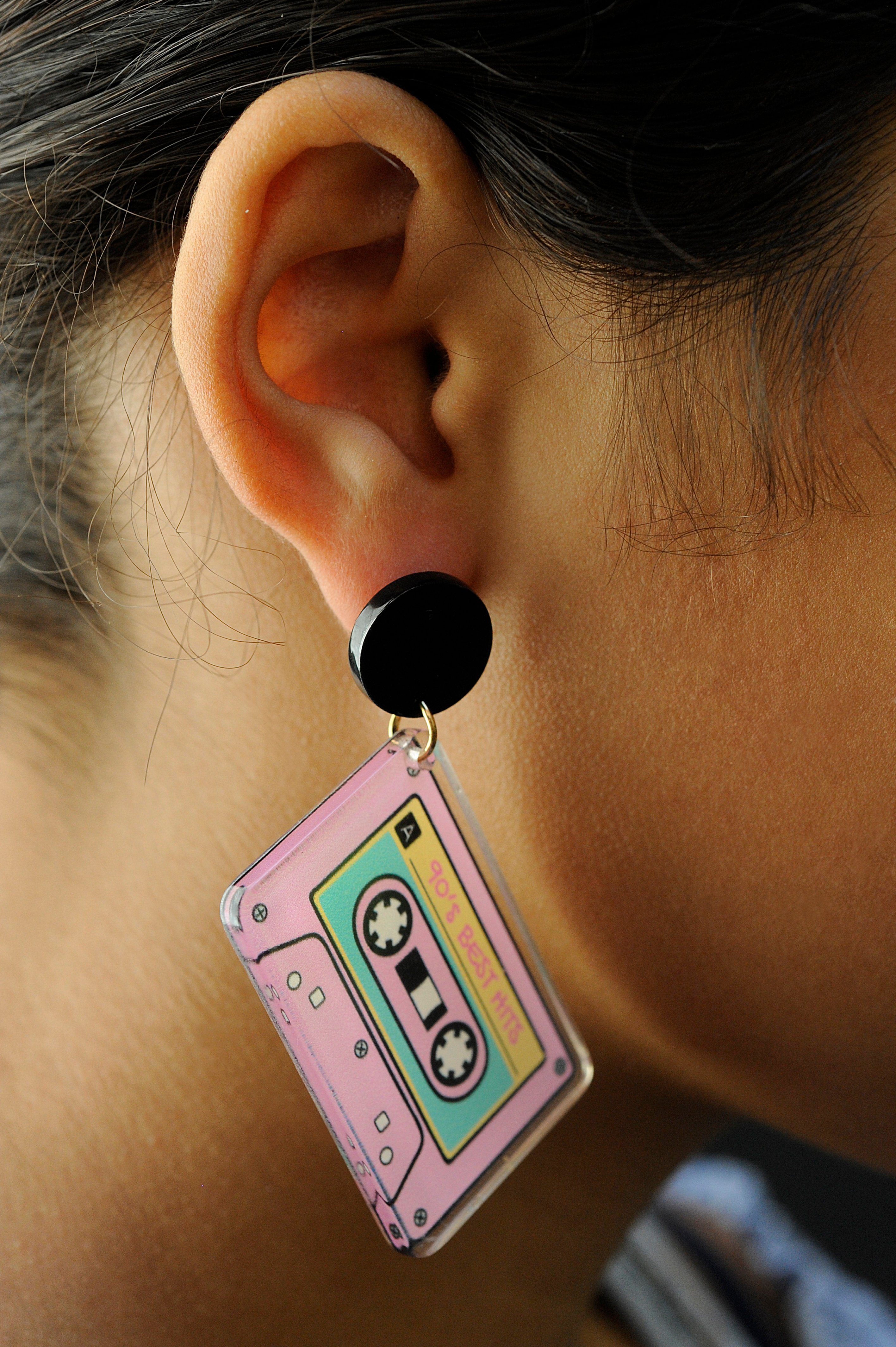 Eyecatcher Paar Ohrstecker Retro pinke Kassetten Ohrringe Ohrstecker Nostal günstig online kaufen