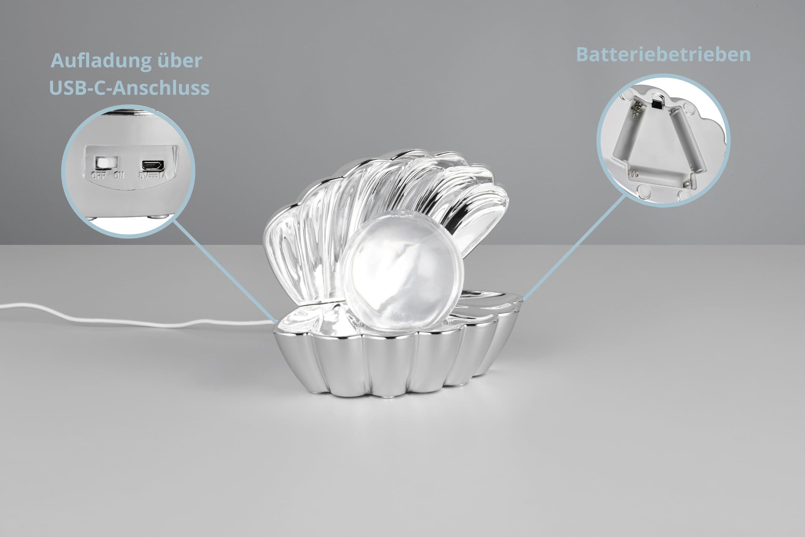 lightling LED Tischleuchte Kelly, LED fest integriert, Muschel-Design, USB- günstig online kaufen