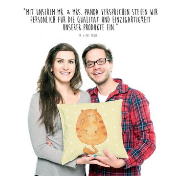 Mr. & Mrs. Panda Dekokissen Katze Mittelfinger - Gelb Pastell - Geschenk, Dekokissen, Kopfkissen