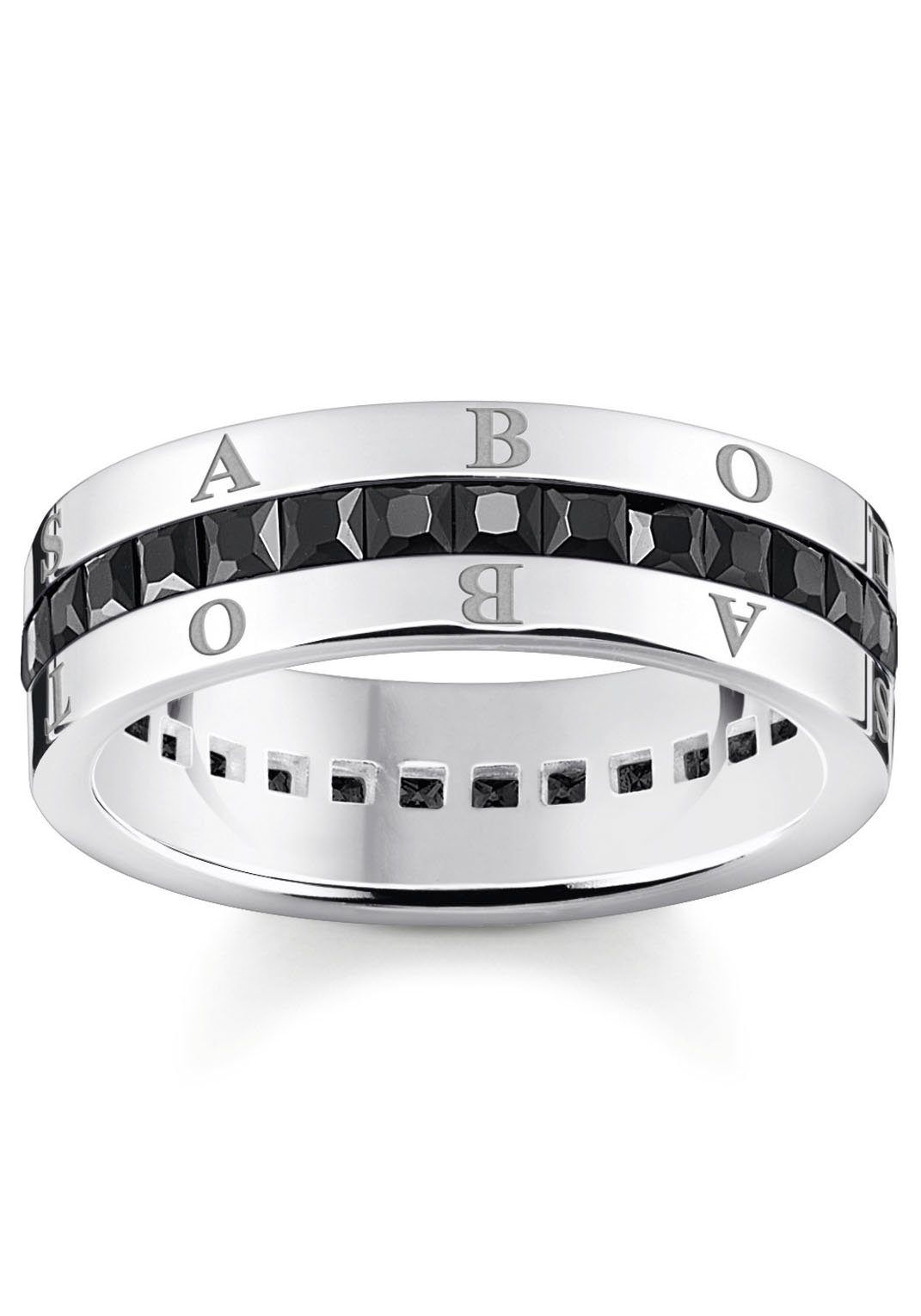 Steine mit Fingerring TR2361-643-11-52,54,56,58, Zirkonia schwarze (synth) pavé, THOMAS SABO