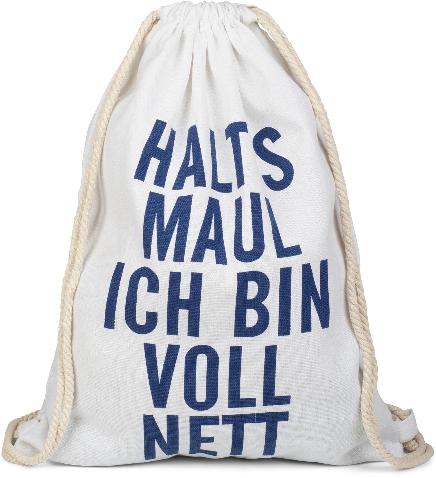 styleBREAKER Turnbeutel (1-tlg), Statement HALT'S Turnbeutel Weiß MAUL