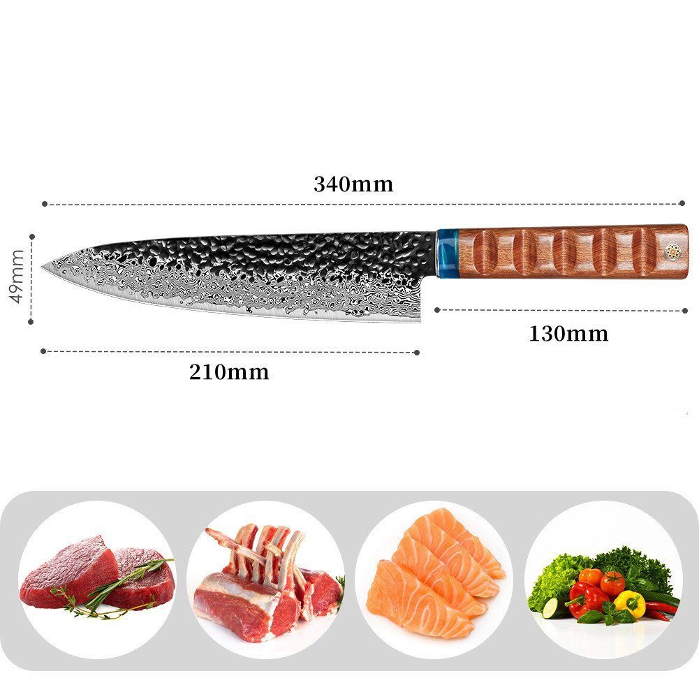 KingLux Damastmesser Damast Kochmesser 8 Zoll aus 67 Schichten Damaststahl Allzweckmesser