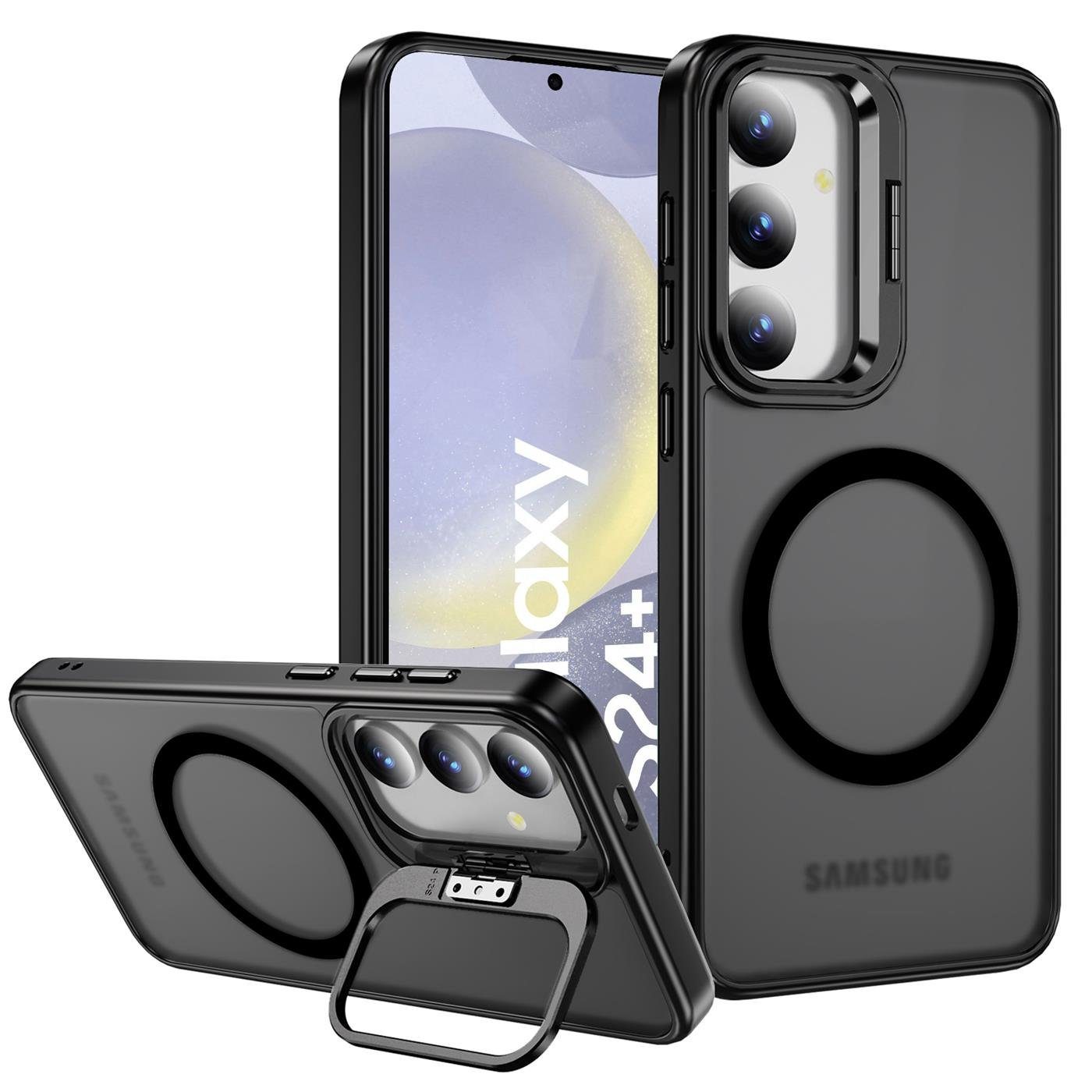 CoolGadget Handyhülle Hybrid Luxury Handy Case für Samsung Galaxy S24 Plus 6,2 Zoll, Hülle Massiv Metallständer aufklappbar Schutzhülle für Magsafe Zubehör