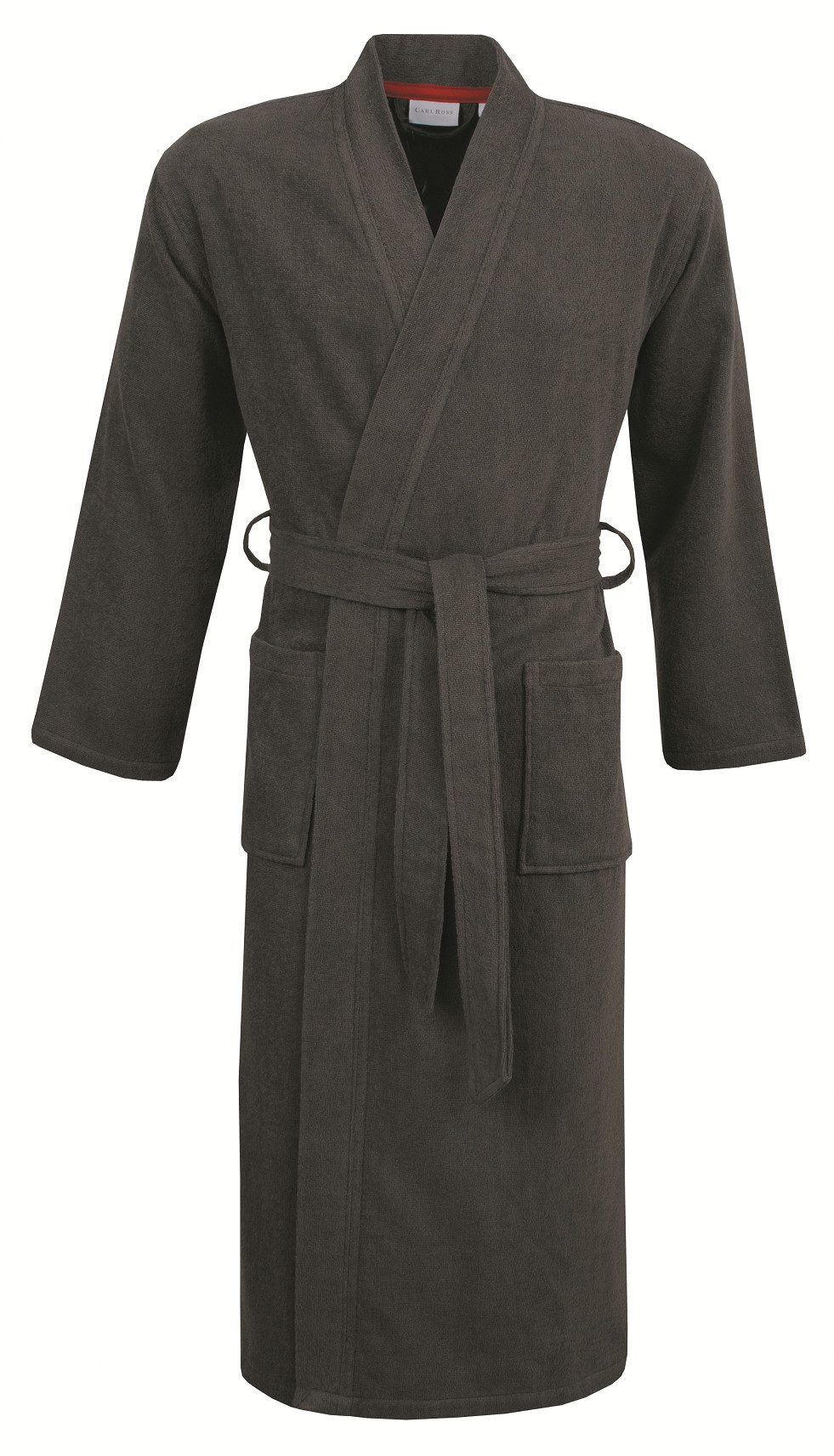 Carl Ross Unisex-Bademantel supercombed light, Langform, Frottier, Kimono-Kragen, Gürtel, Kimono