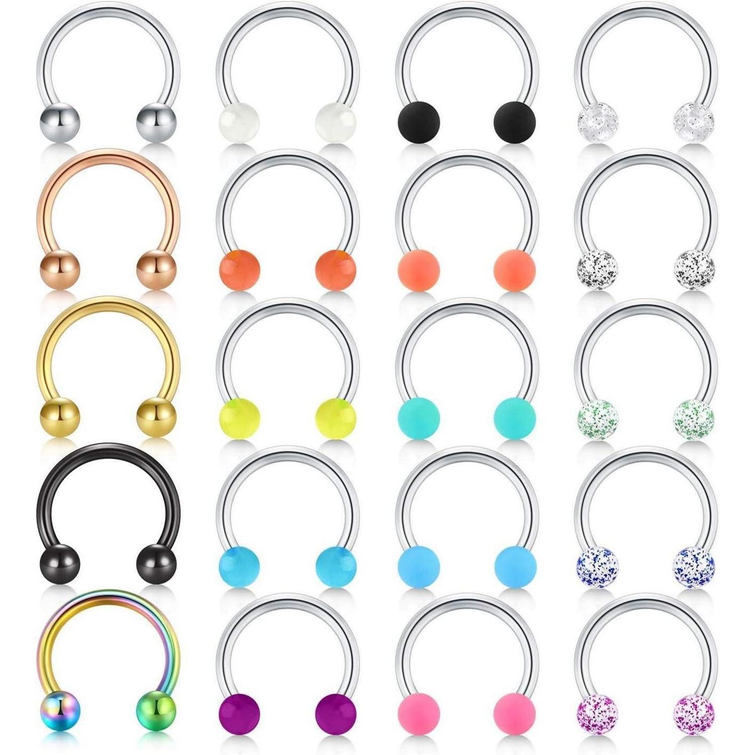 Nasenpiercing Septum Piercing 16G 8mm 10mm Chirurgenstahl Perle B:20stk-8mm