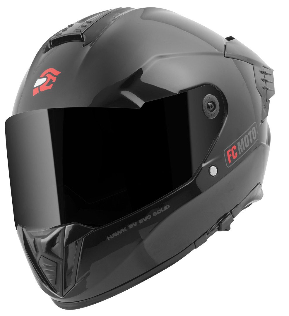 FC-Moto Motorradhelm Hawk EVO Solid Helm, Vorbereitet Für Kommunikationssystem,vorbereitet Pinlockscheibe,h