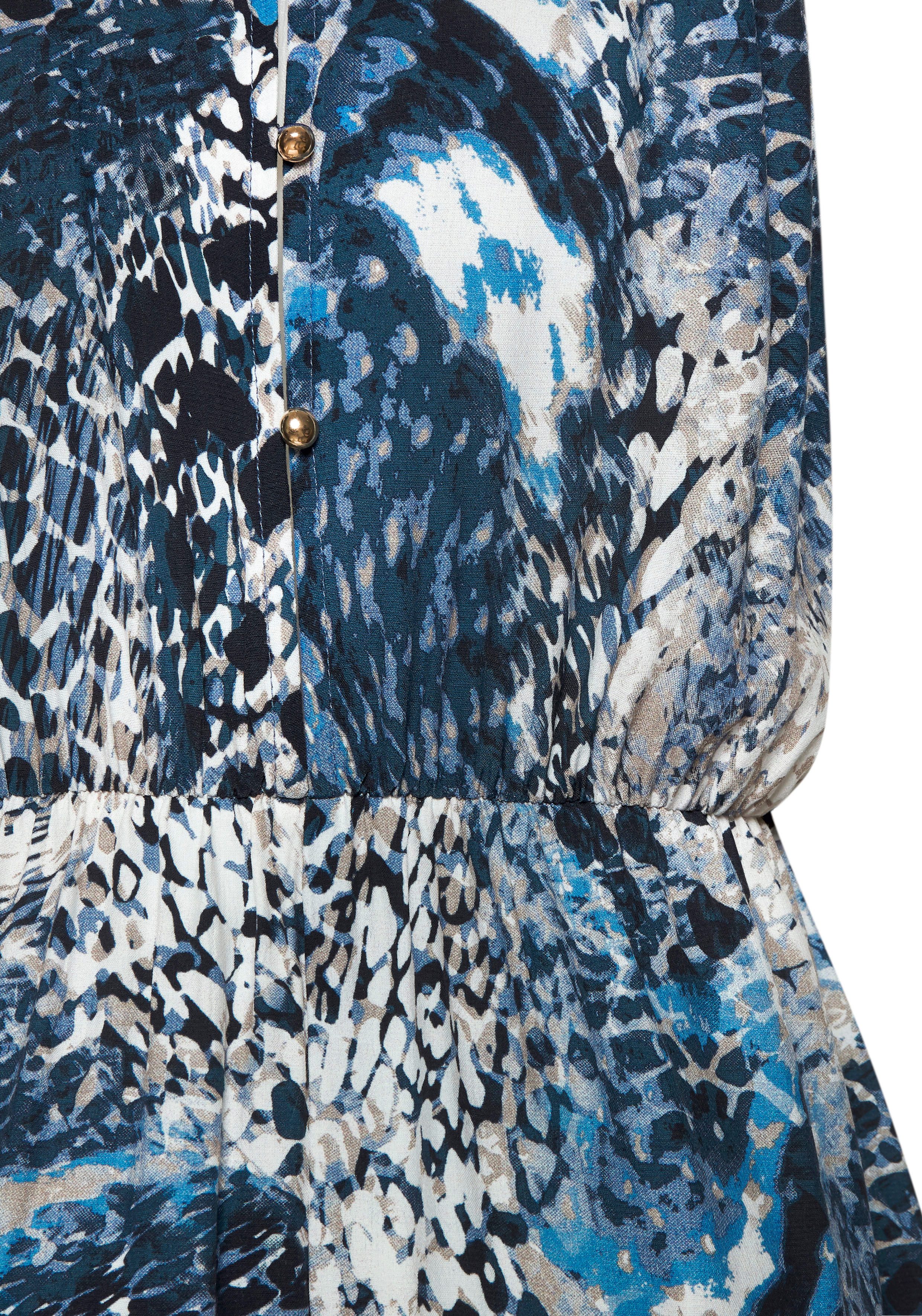 LASCANA Maxikleid mit Animalprint und Knopfleiste hinten, aus gewebter Viskose luftiges Sommerkleid, elegantes Webkleid, casual