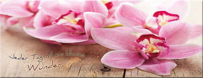 artissimo Glasbild Glasbild 80x30cm Bild uas Glas Spruch Blume Orchidee rosa, Sprüche und Zitate: Motivation und Lebensfreude