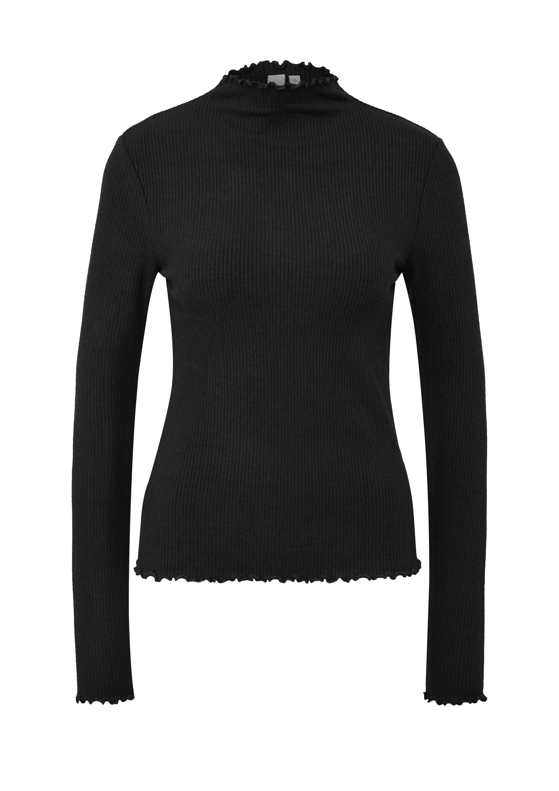 QS Langarmshirt T-Shirt Geripptes Langarmshirt in Melange-Optik – Bild 2 von 5