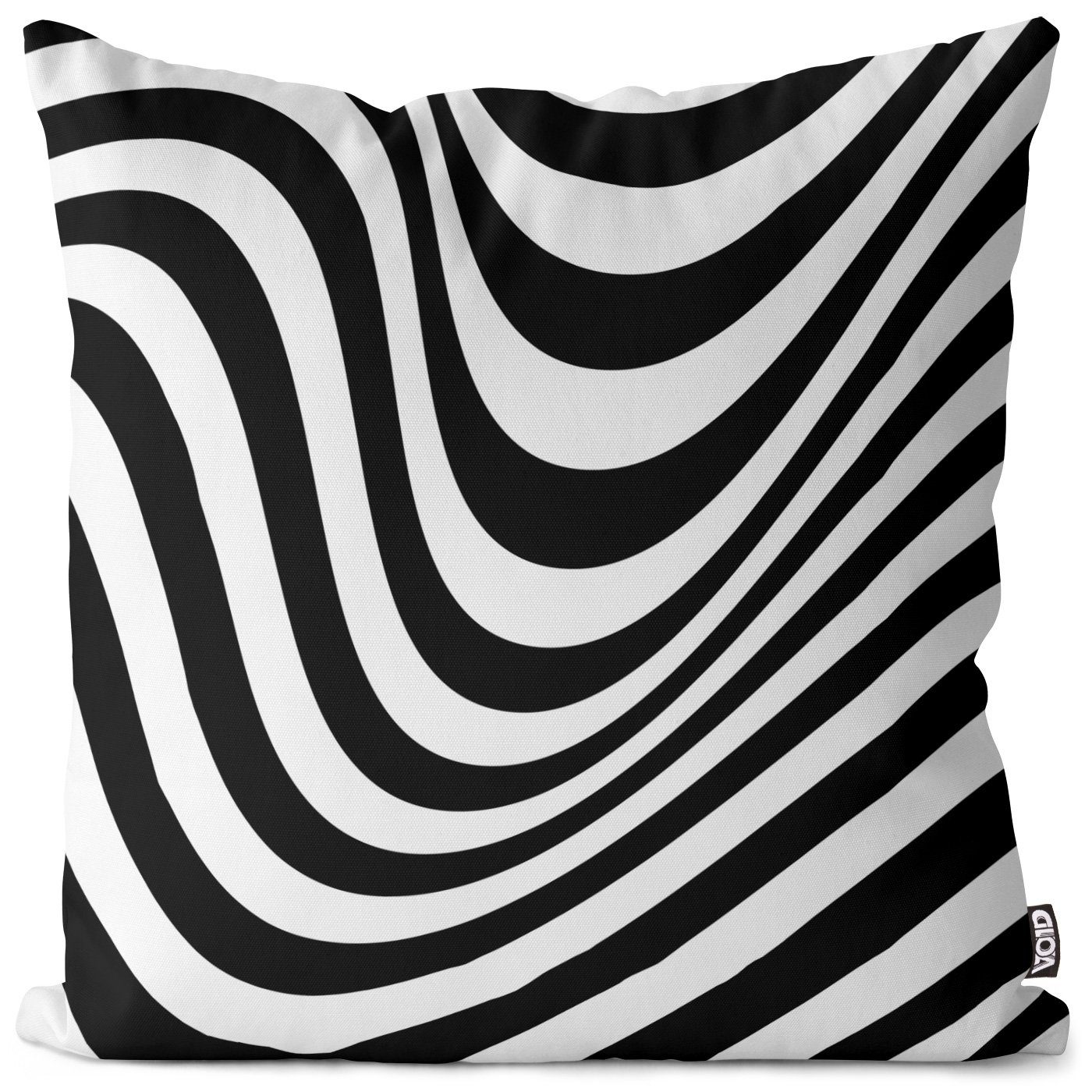 Kissenbezug, VOID (1 Stück), Sofa-Kissen Wellen Halbton Duo Schwarz Weiß Streifen Duplex Modern Wasser Sommer Grafik Abstrakt Muster Textur Kunst Dekoration