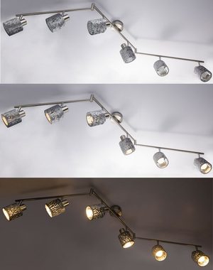 etc-shop LED Deckenleuchte, Leuchtmittel nicht inklusive, Decken Lampe Wohn Ess Zimmer Dekor Samt Leuchte silber schwenkbar
